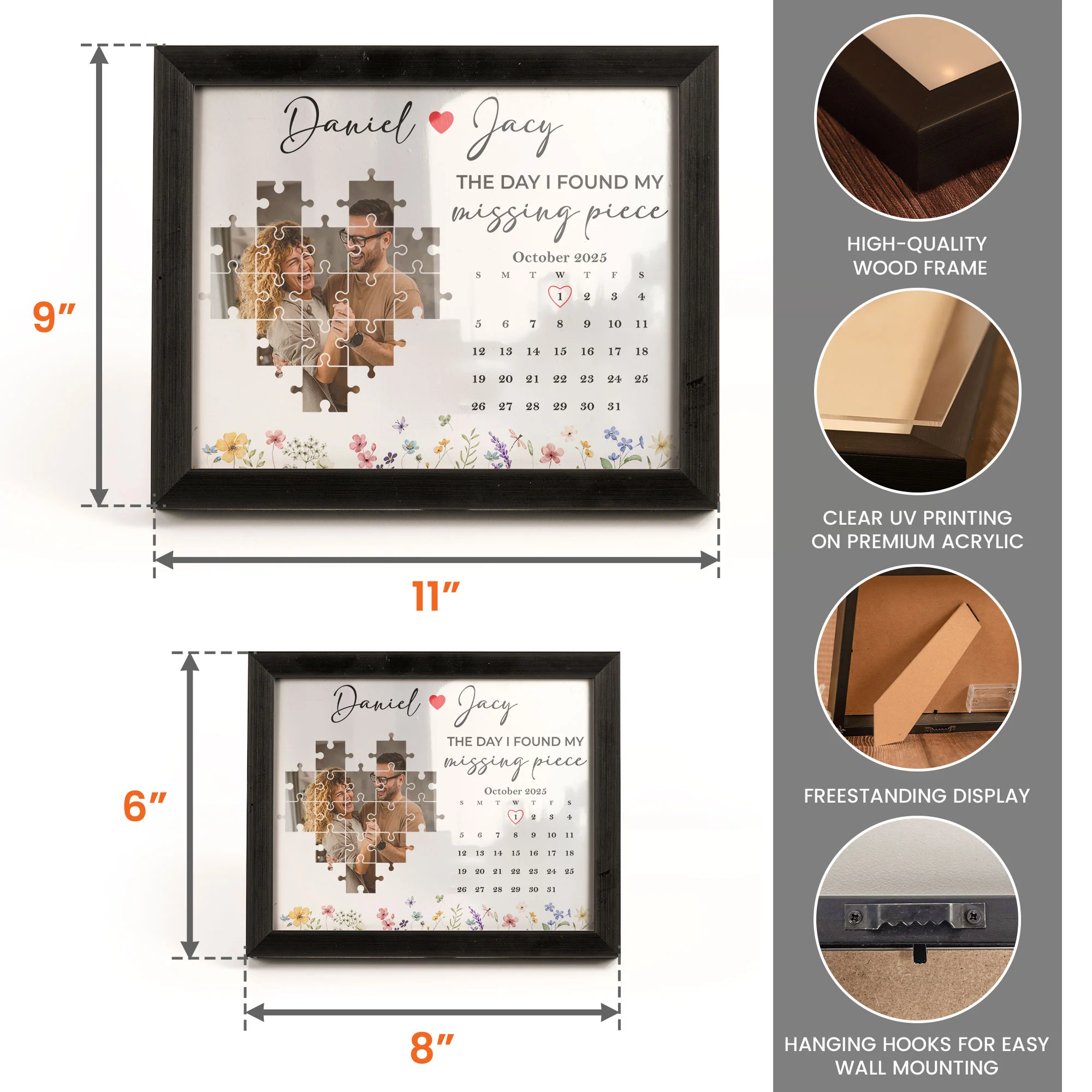 The Day I Found My Missing Piece Anniversary Gift - Personalized Photo LED Shadow Box - Image 7