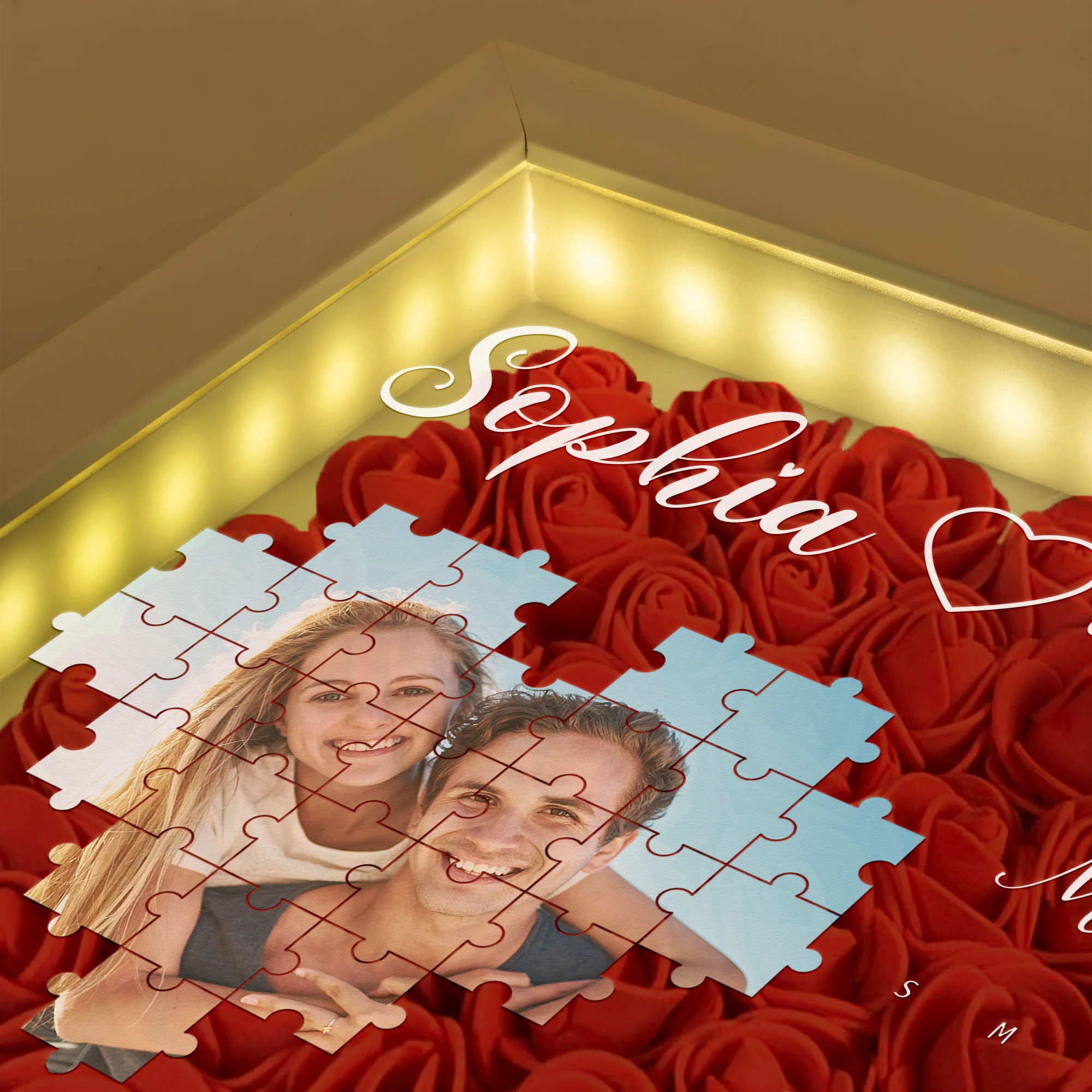 The Day I Found My Missing Piece - Personalized Photo Flower Shadow Box With LED Light - Image 2
