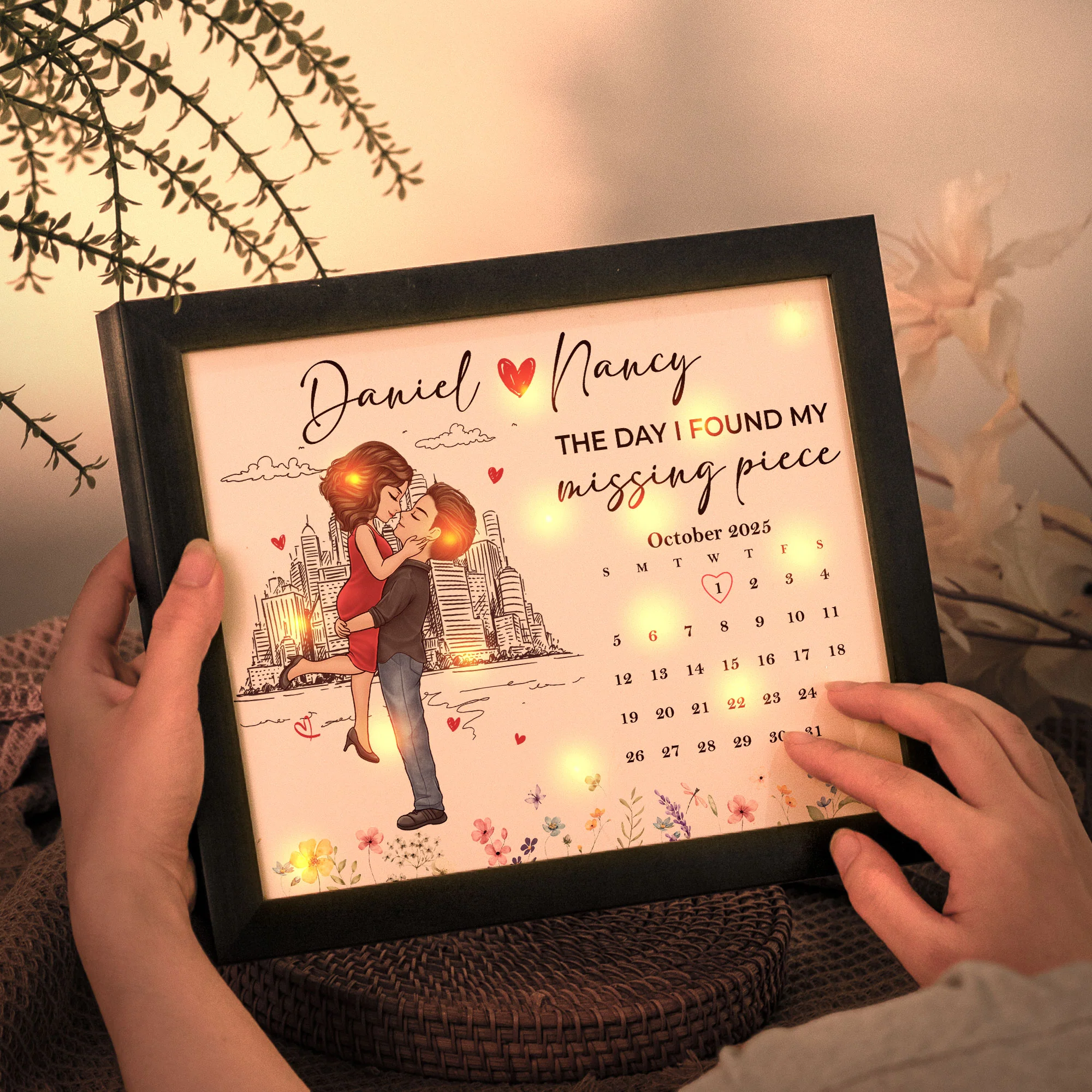 The Day I Found My Missing Piece Valentine's Day Anniversary Gift - Personalized LED Shadow Box - Image 3