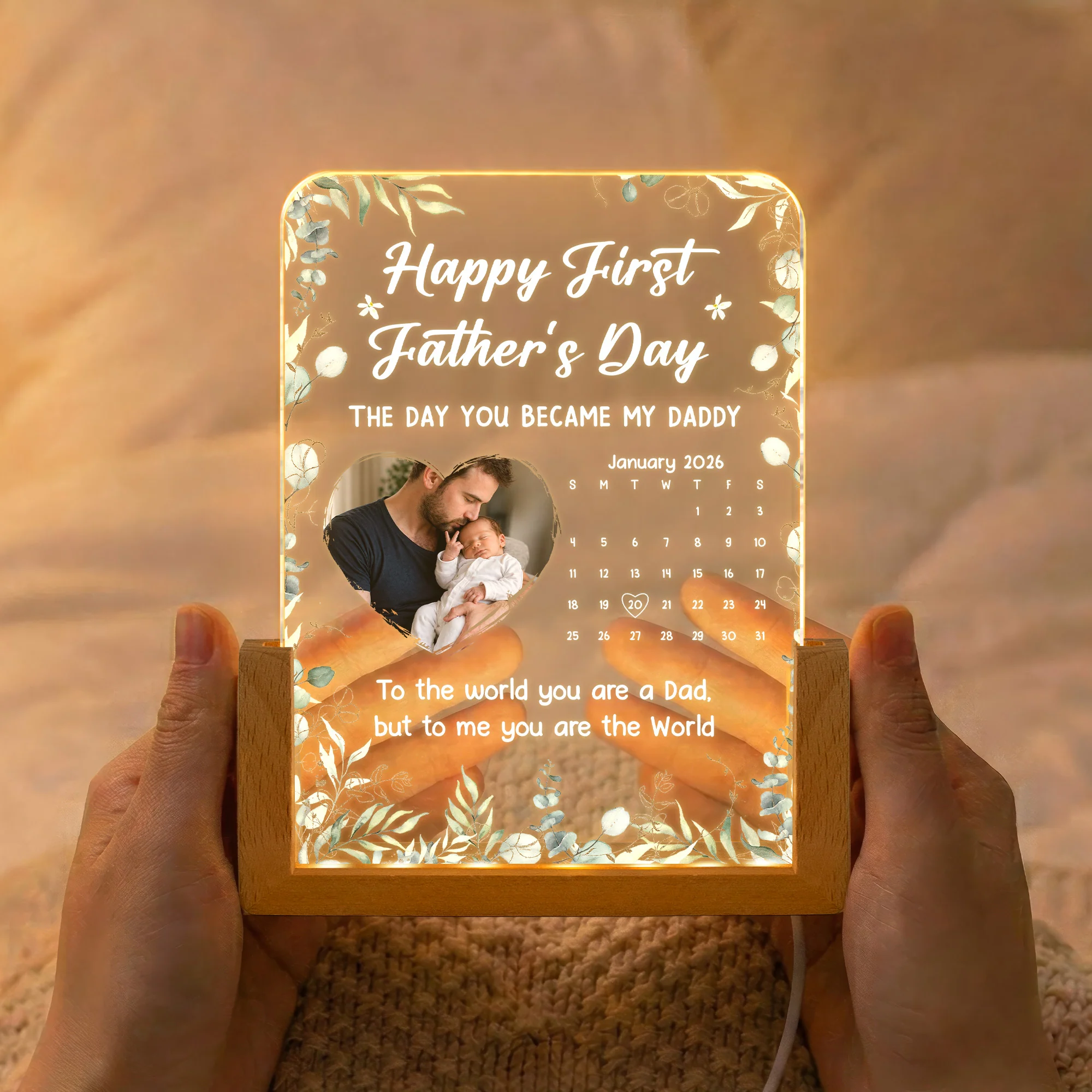 The Day You Became My Daddy - 1st Father's Day Gift - Personalized Night Light - Image 2