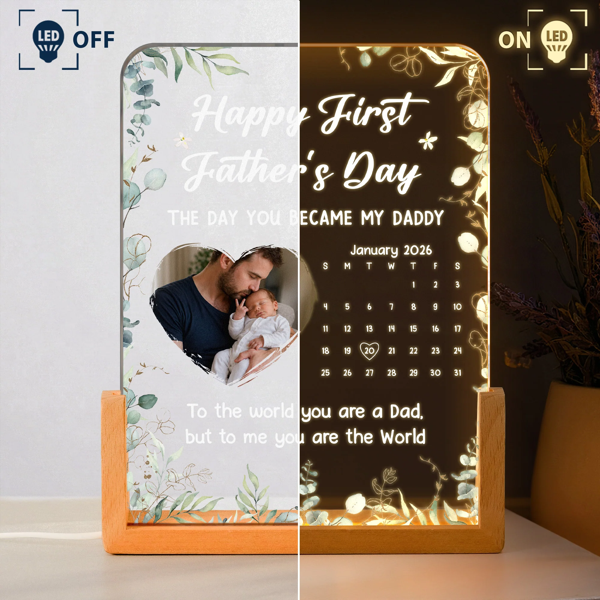 The Day You Became My Daddy - 1st Father's Day Gift - Personalized Night Light - Image 4