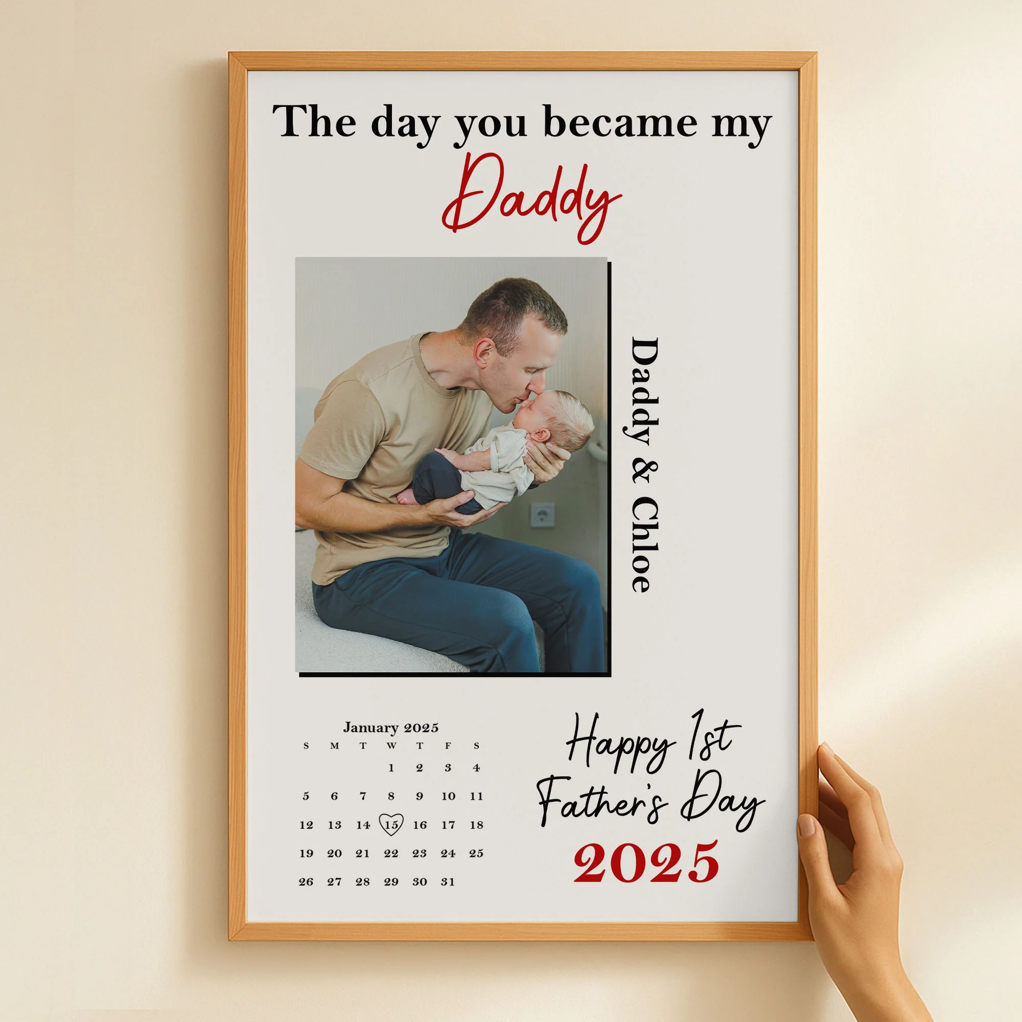 The Day You Became My Daddy 1st Father's Day - Personalized Photo Poster - Image 4