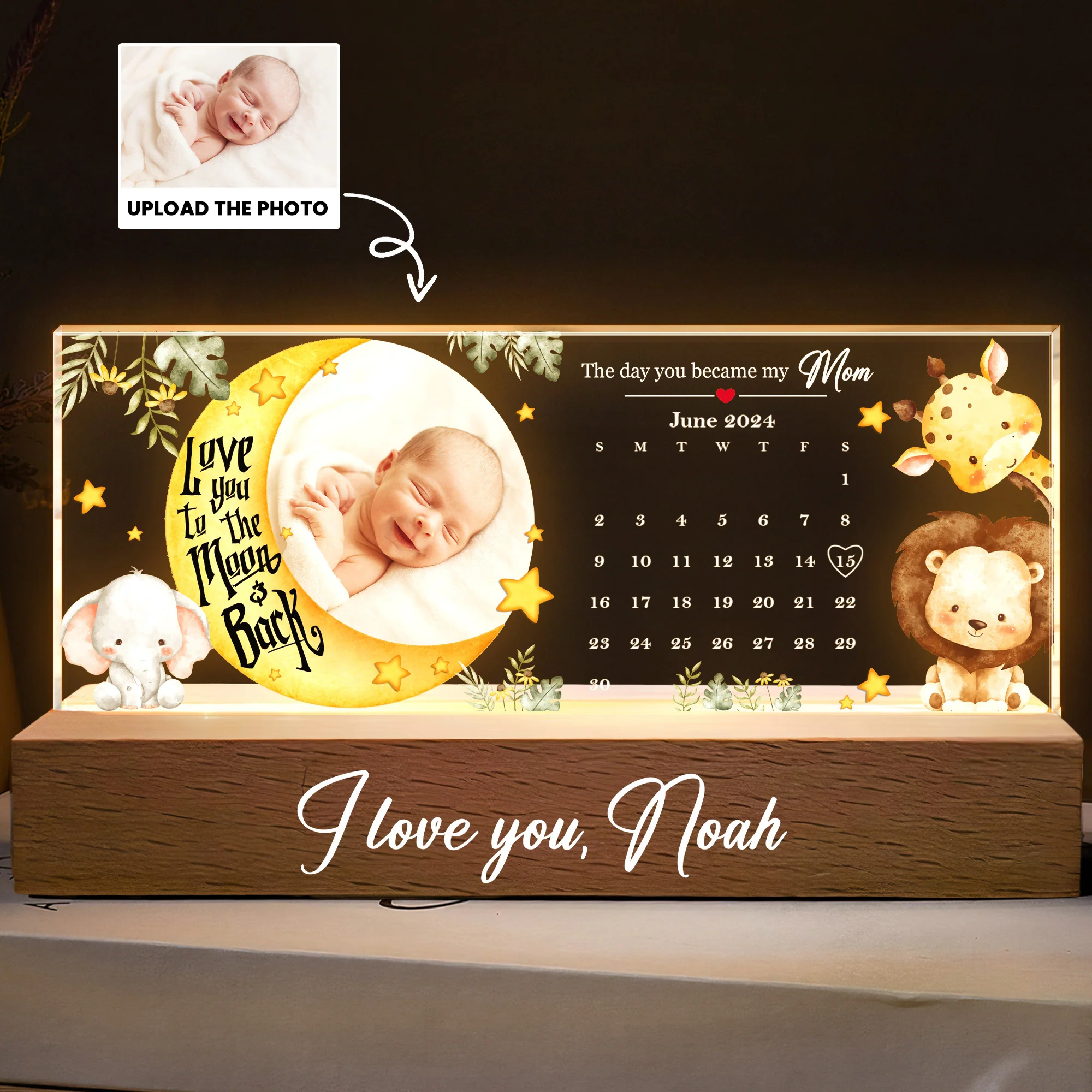 The Day You Became My Mom First Mom New Mom - Personalized Photo LED Night Light - Image 2