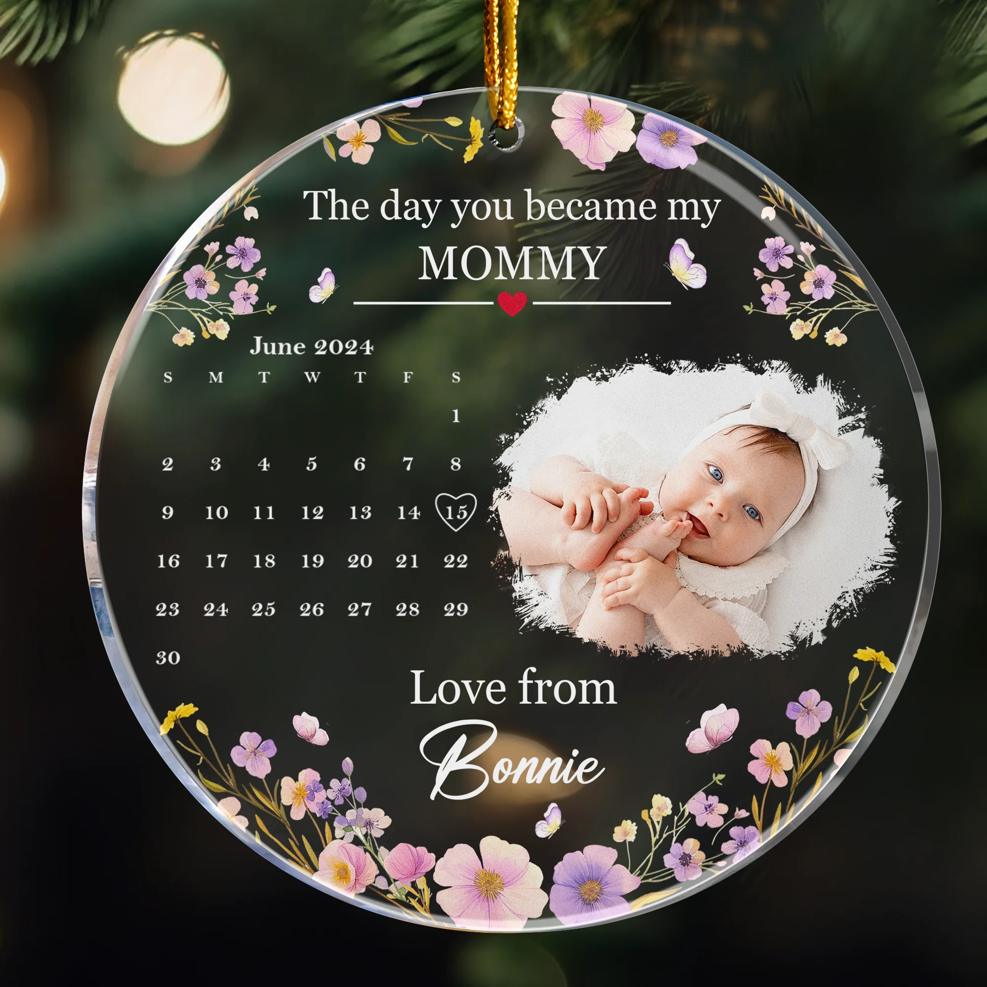 The Day You Became My Mommy Baby's Ultrasound Photo - Personalized Acrylic Photo Ornament - Image 2