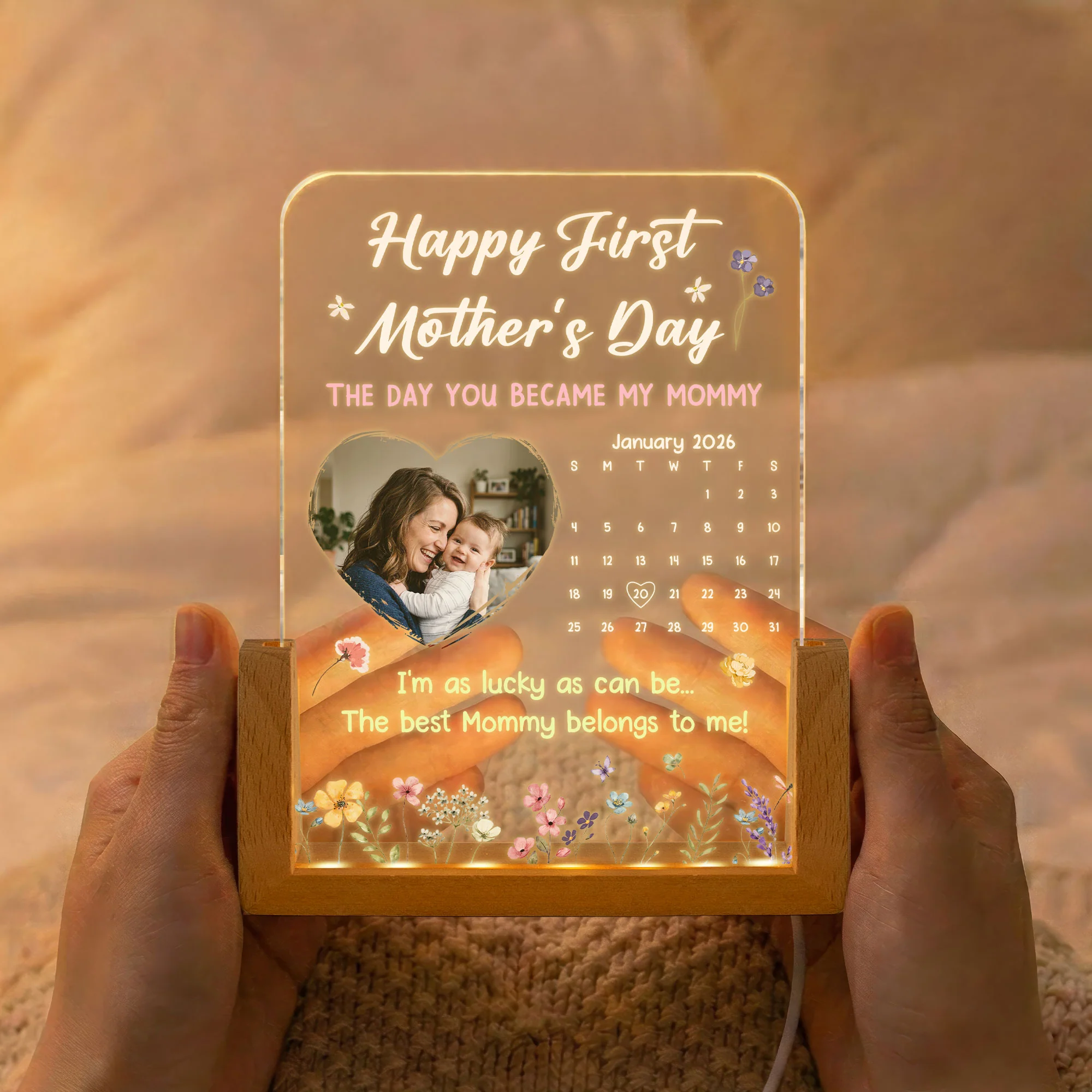 The Day You Became My Mommy, Daddy, Grandma, Papa - Custom Calendar - Personalized Night Light - Image 2