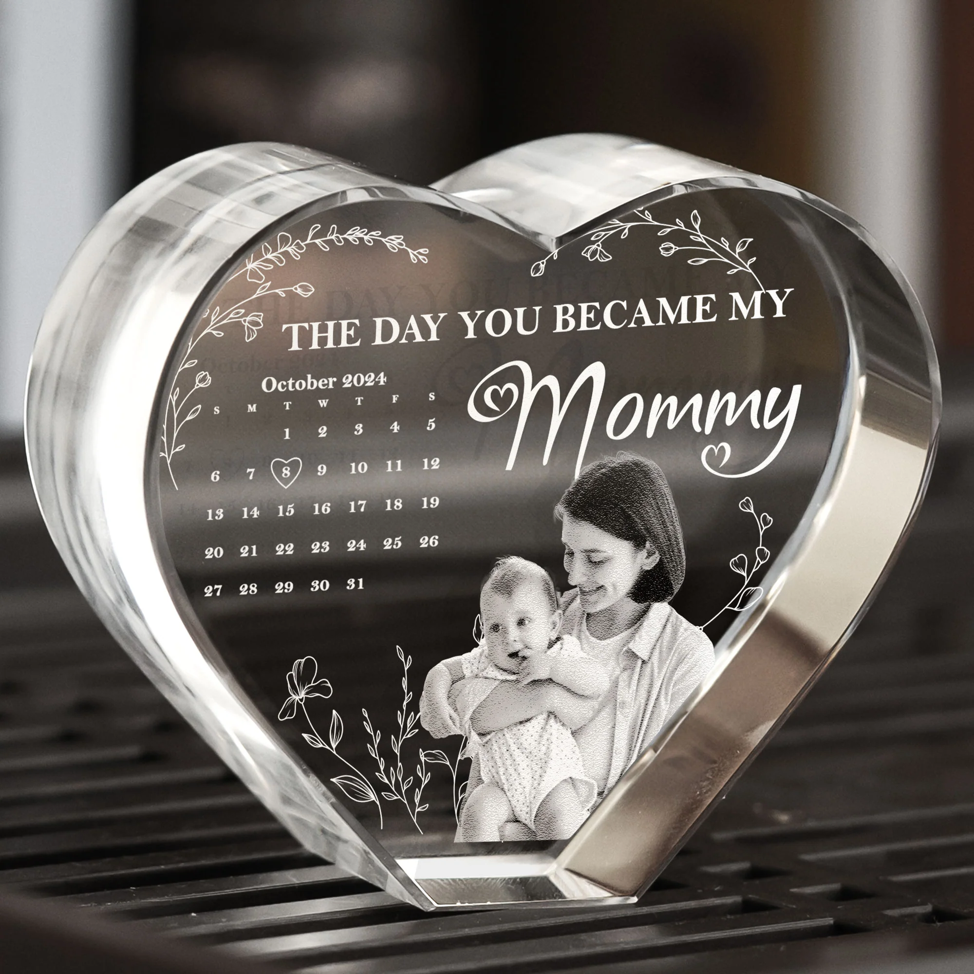 The Day You Became My Mommy New Mom Gifts - Custom 2D Crystal Photo - Image 4