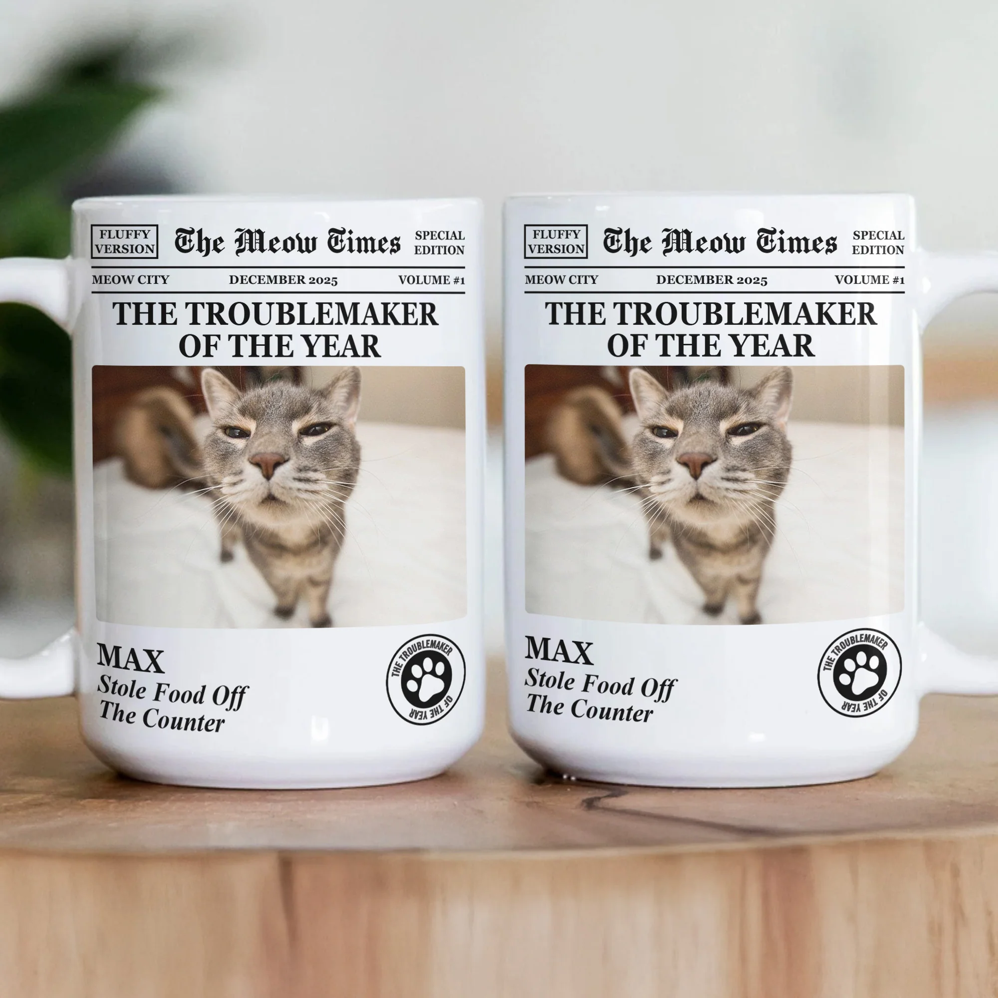 The Dog Times, The Meow Times - Troublemaker Of The Year - Personalized Photo Mug - Image 5