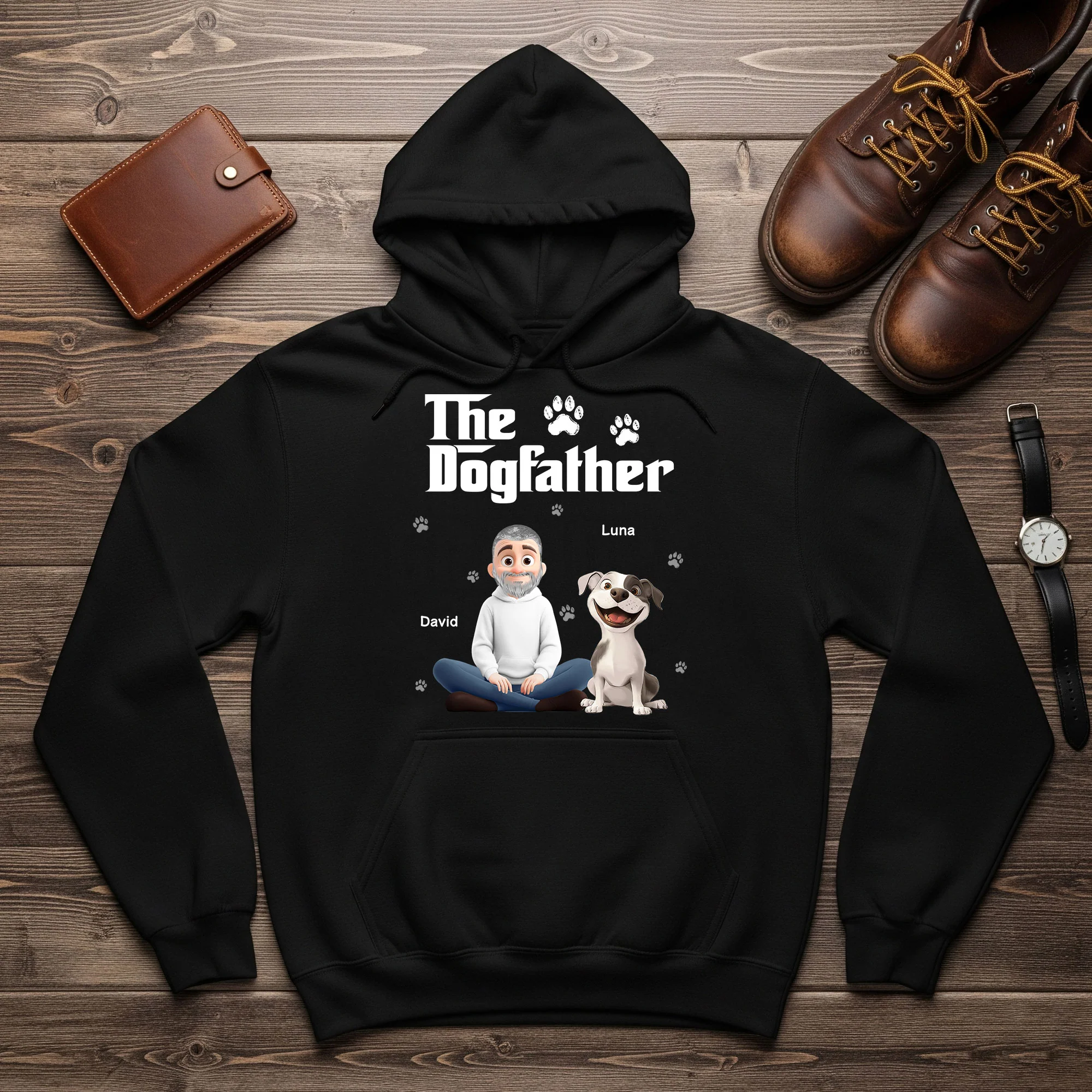 The Dogfather Catfather - Personalized Hoodie - Image 3