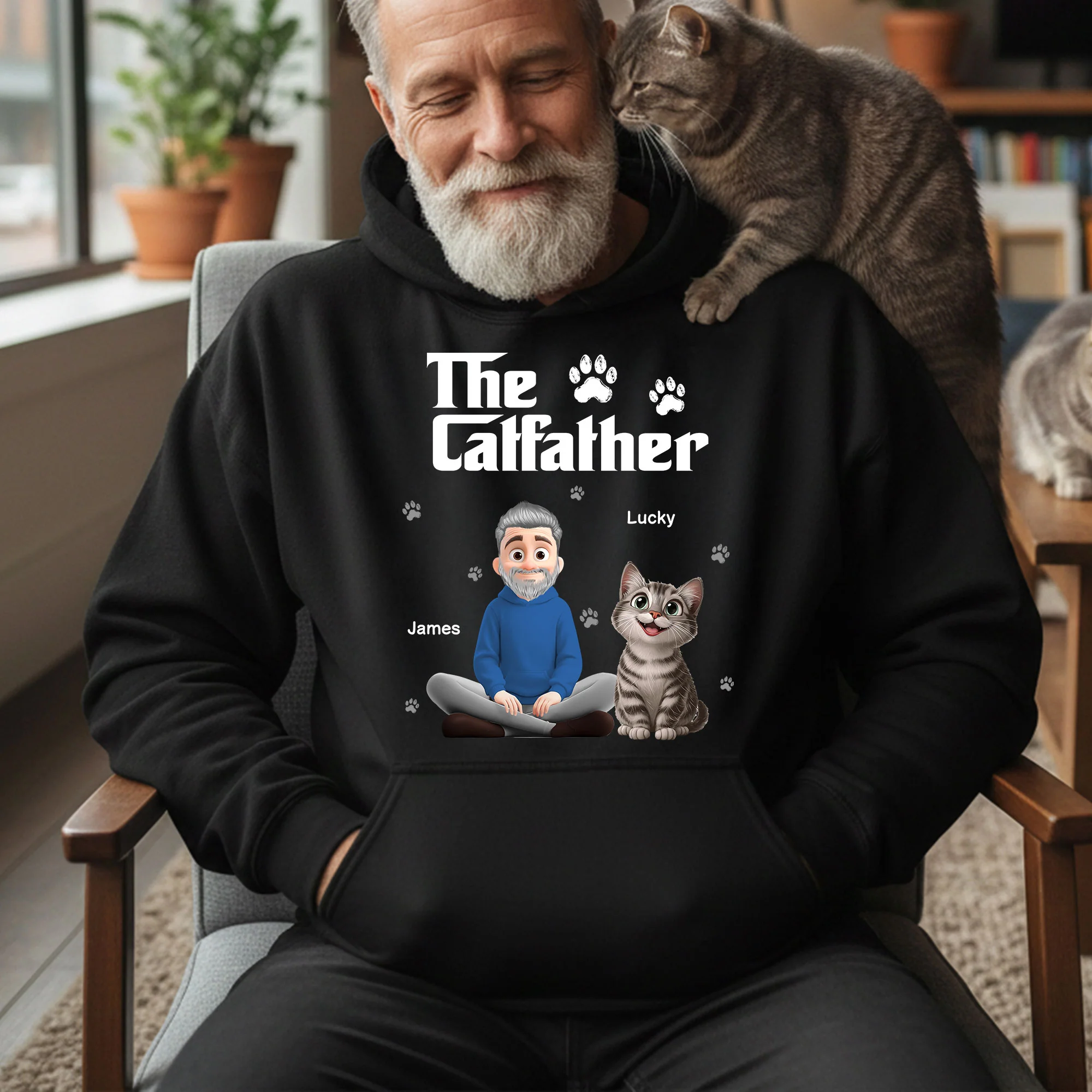 The Dogfather Catfather - Personalized Hoodie - Image 5
