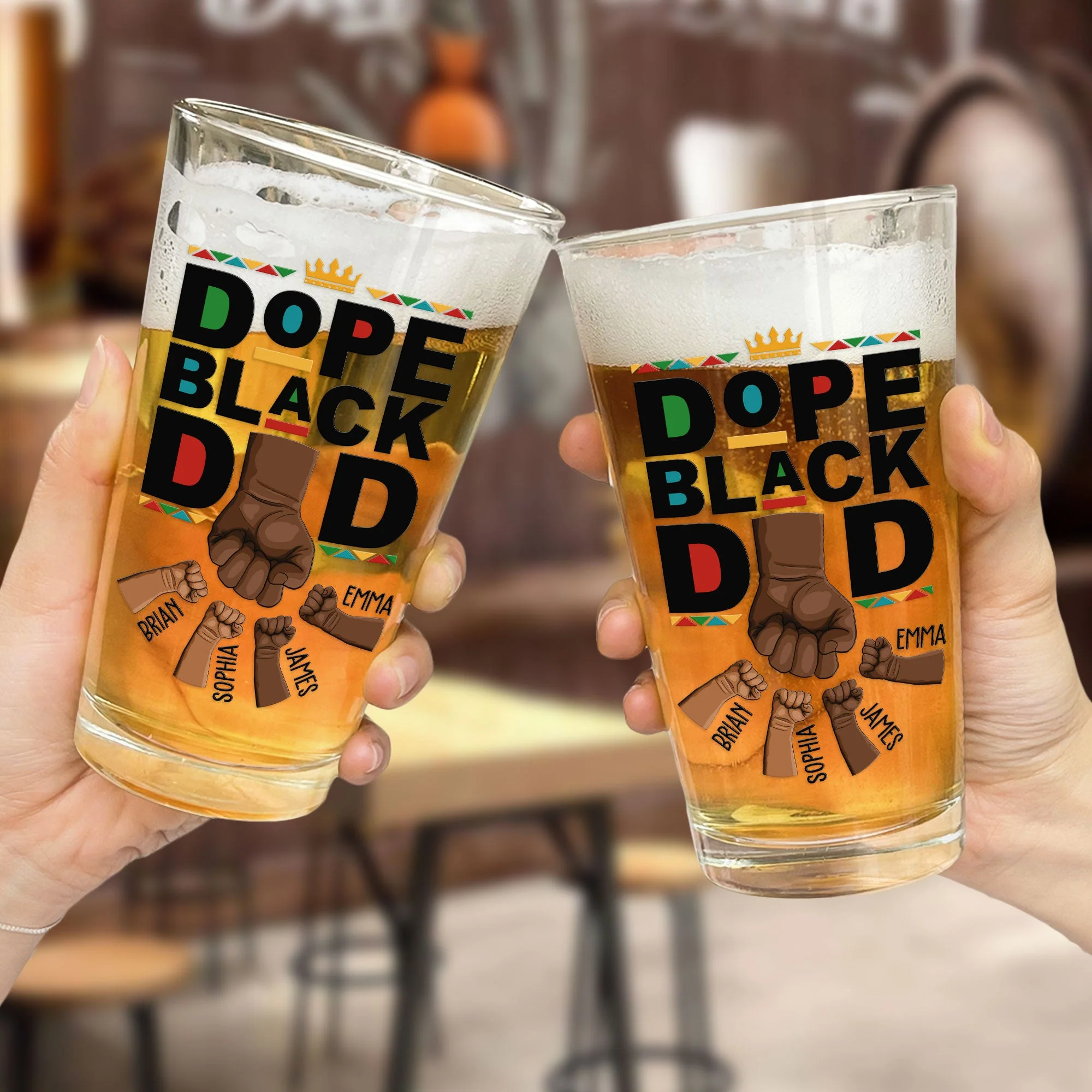 The Dope Dad Fist Bump - Personalized Beer Glass - Image 2