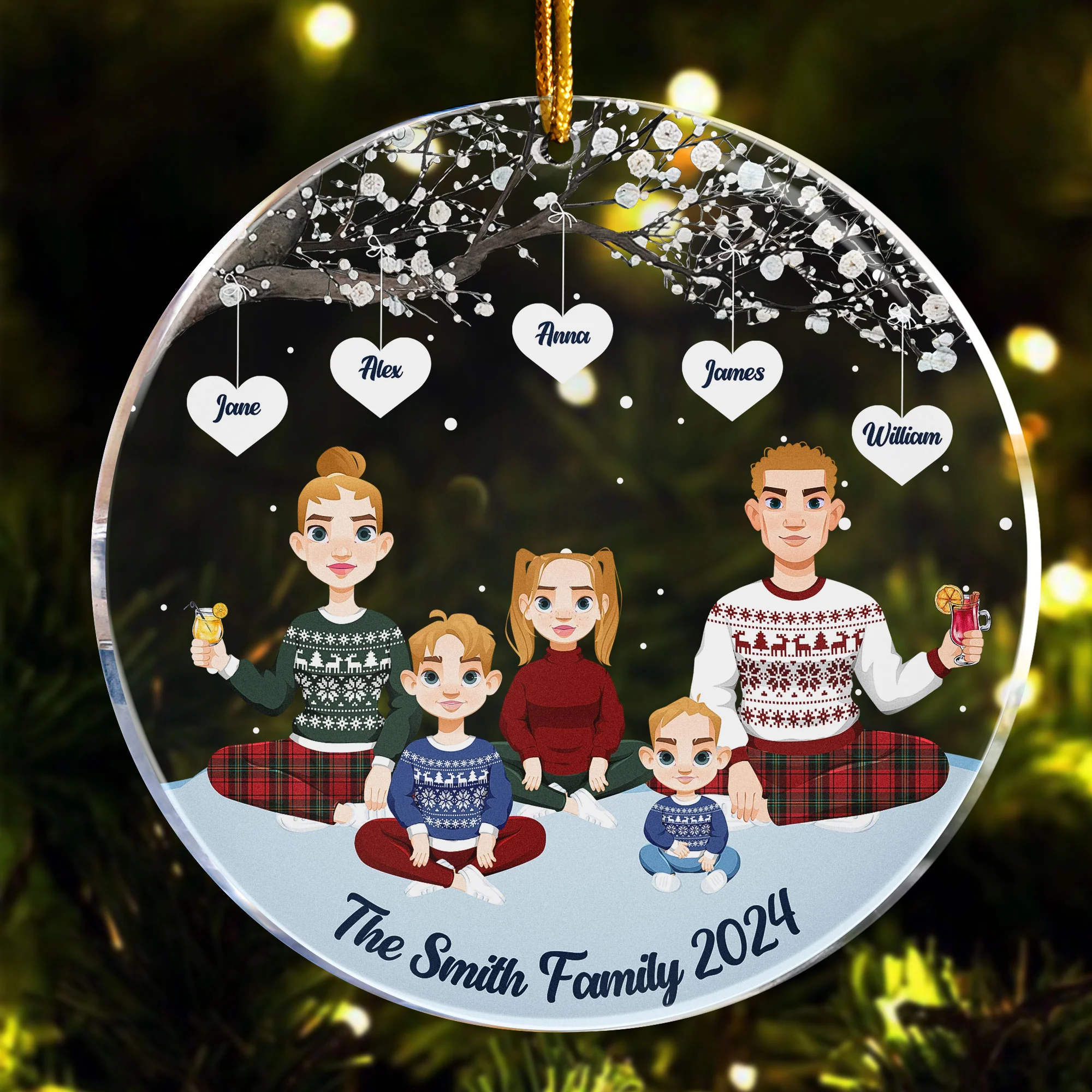 The Family - Personalized Circle Acrylic Ornament - Image 4