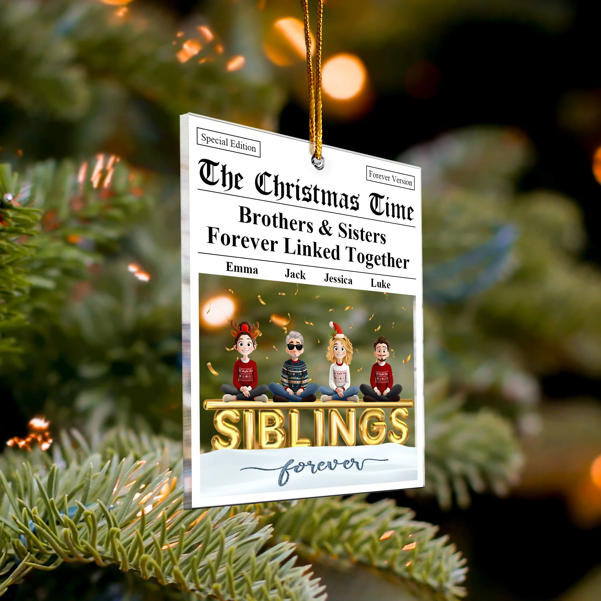 The Family Times - For Siblings, Brothers & Sisters - Personalized Acrylic Ornament - Image 4