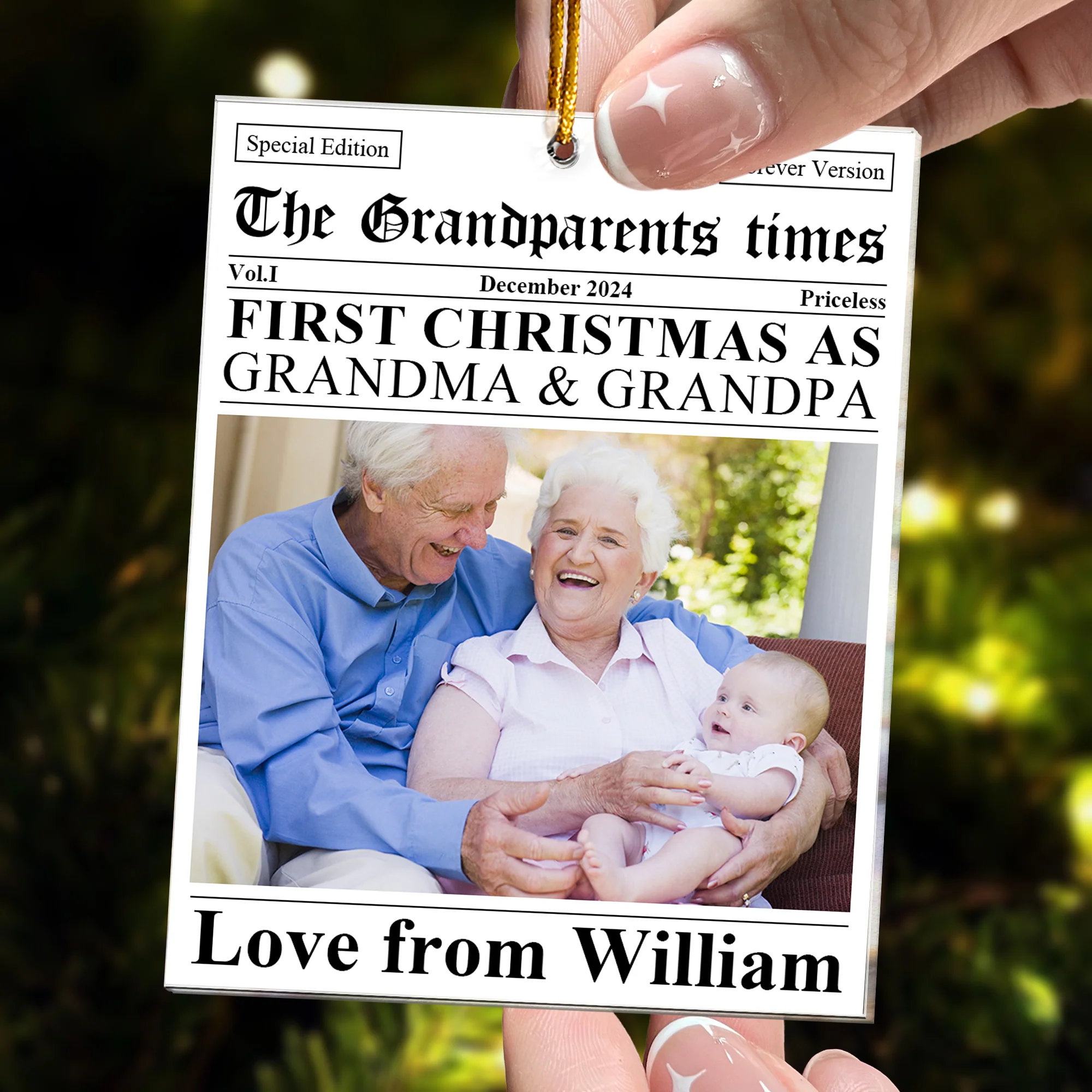 The First Christmas Grandparents Times - Personalized Acrylic Photo Ornament - Image 4