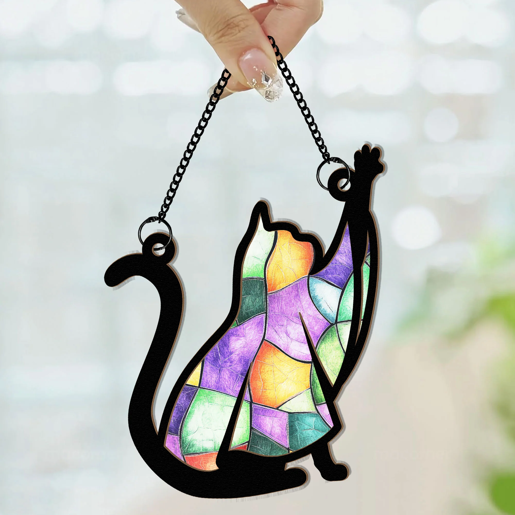 The Ghost Cat - Personalized Window Hanging Suncatcher Ornament - Image 4