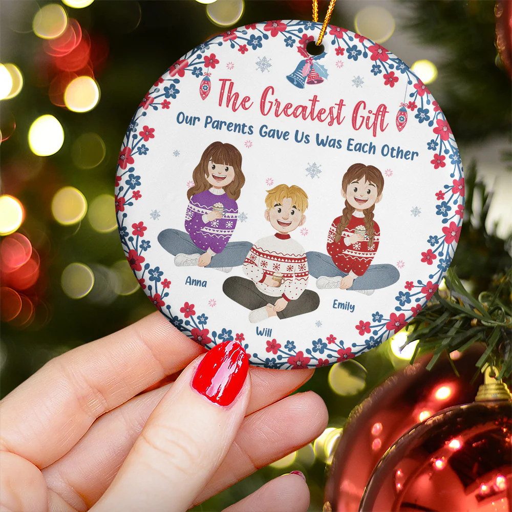 The Greatest Gift Our Parents Gave Us, Folk Art - Personalized Ceramic Ornament - Image 3