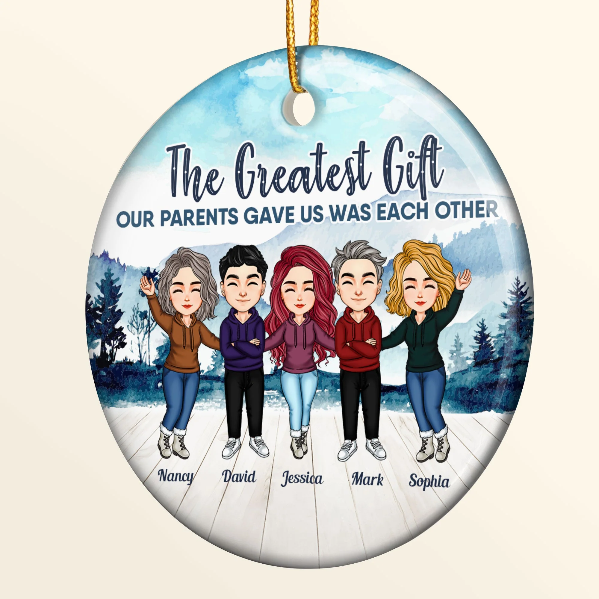 The Greatest Gift Our Parents Gave Us - Personalized Ceramic Ornament - Christmas Gift For Family Members, Sisters, Brothers - Image 3