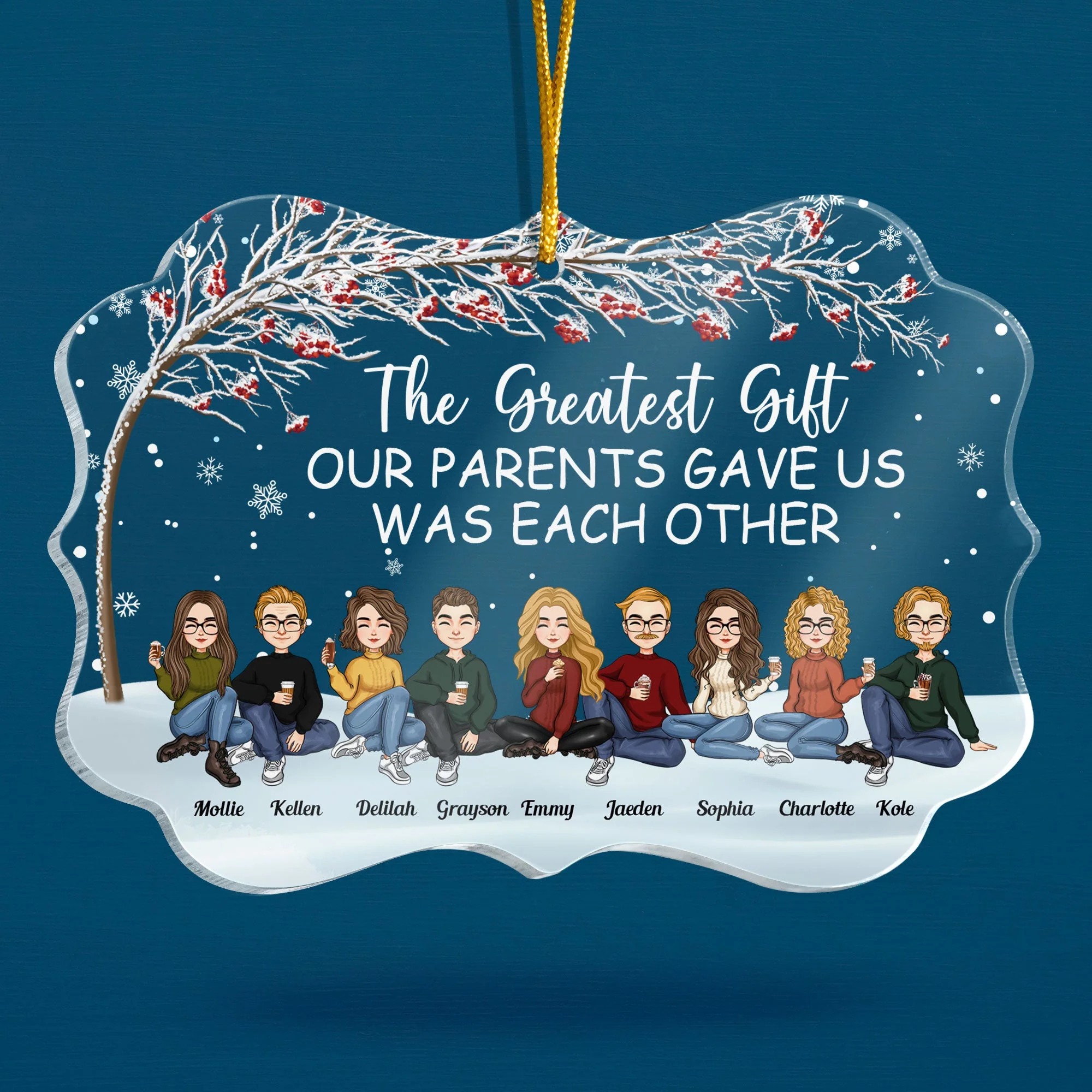 The Greatest Gift Our Parents Gave Us Was Each Other - Cartoon Version - Personalized Acrylic Ornament - Christmas, New Year Gift For Family, Sisters, Brothers, Siblings - Image 6