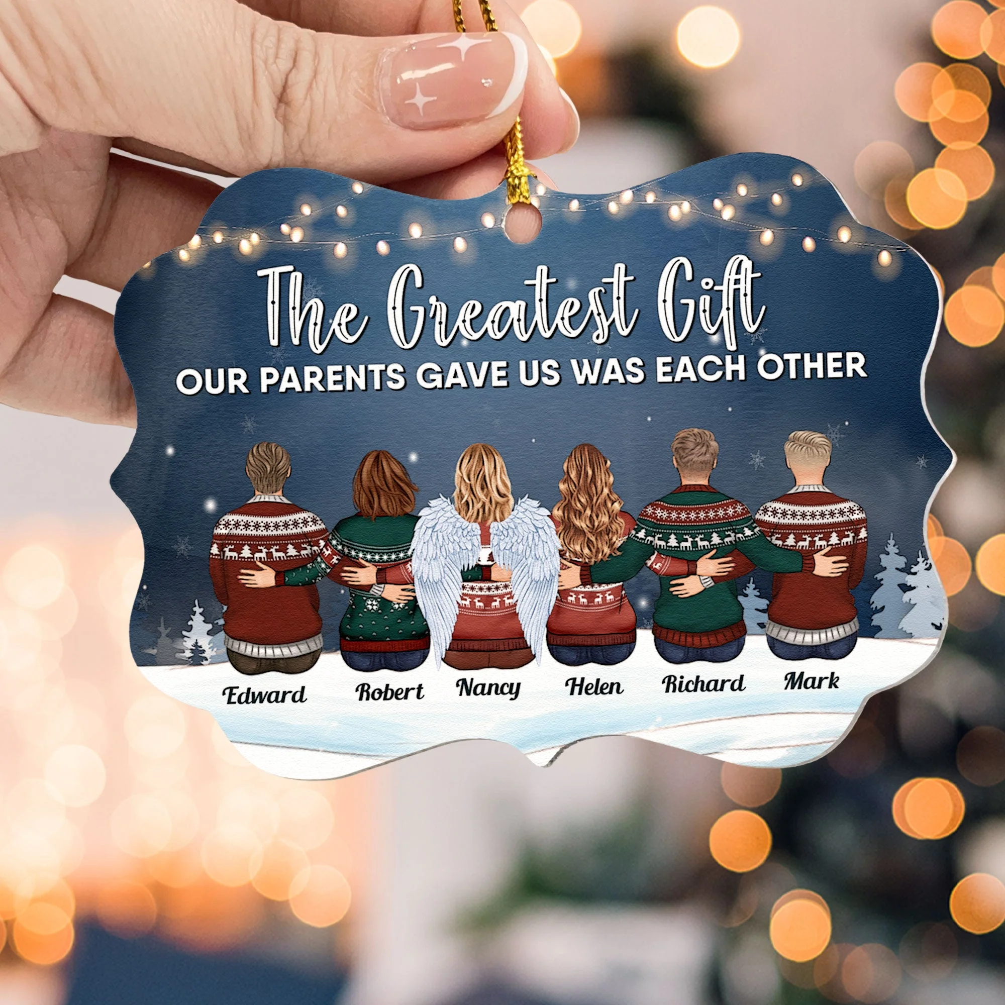The Greatest Gift Our Parents Gave Us Was Each Other - Personalized Aluminum/Wooden Ornament - Image 4