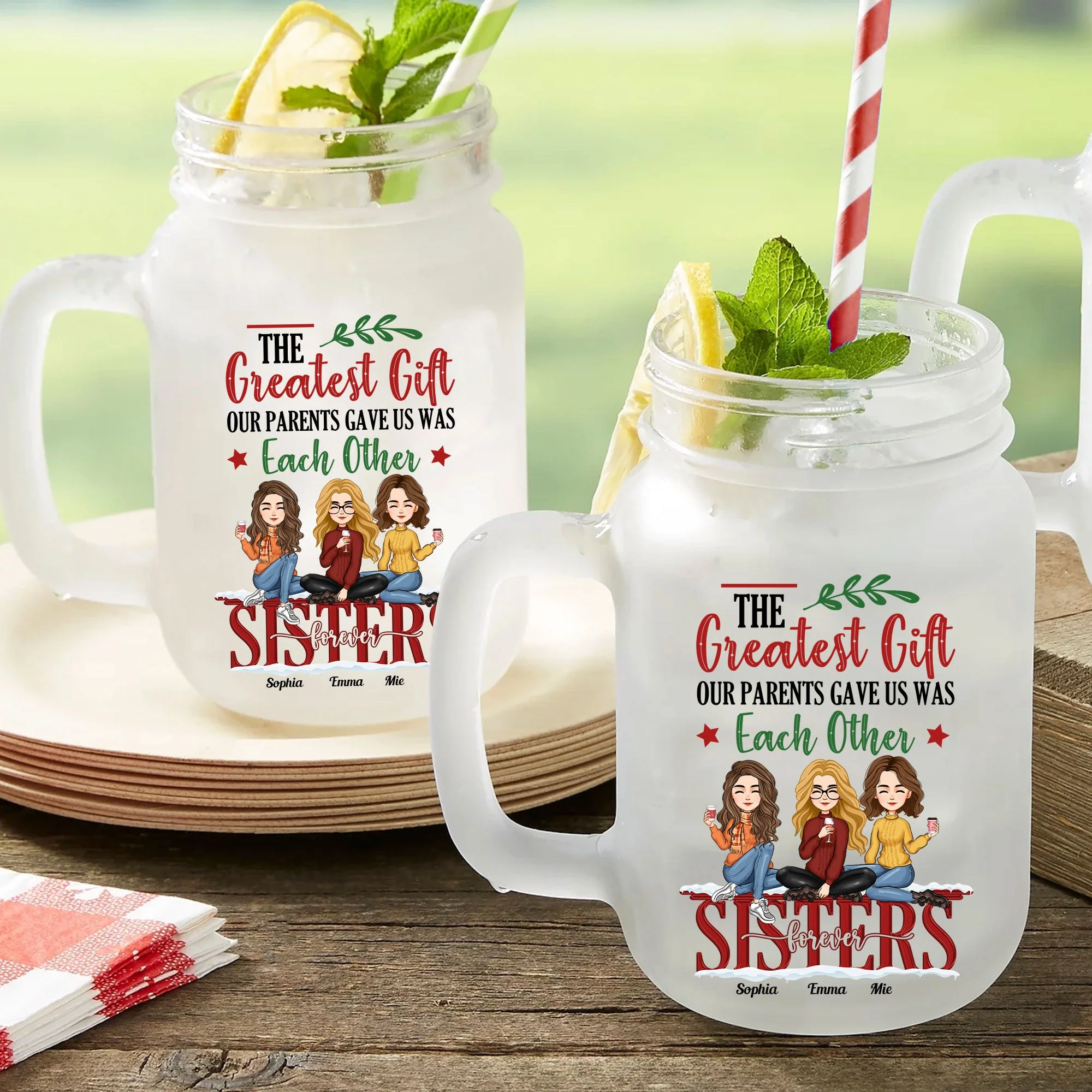 The Greatest Gift - Personalized Mason Jar Cup With Straw - Image 3