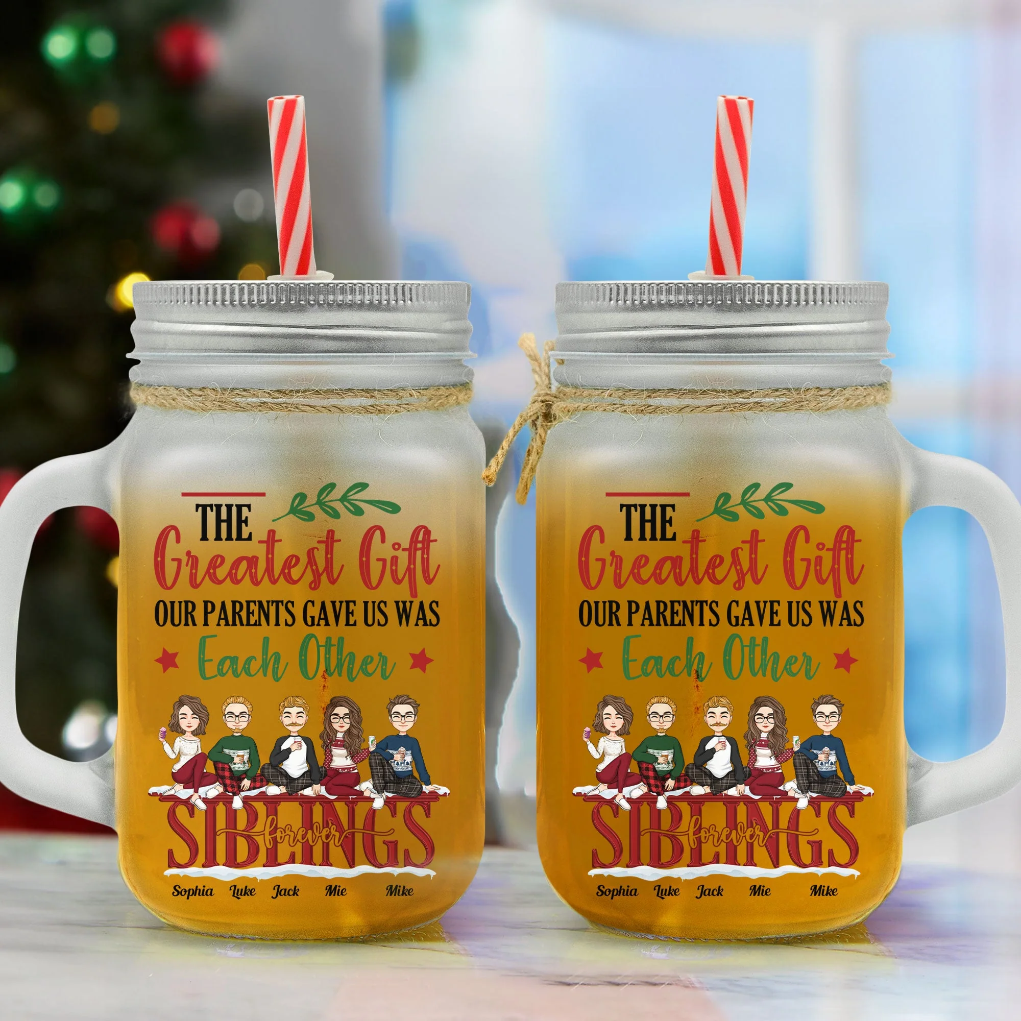 The Greatest Gift Ver.02 - Personalized Mason Jar Cup With Straw - Image 2