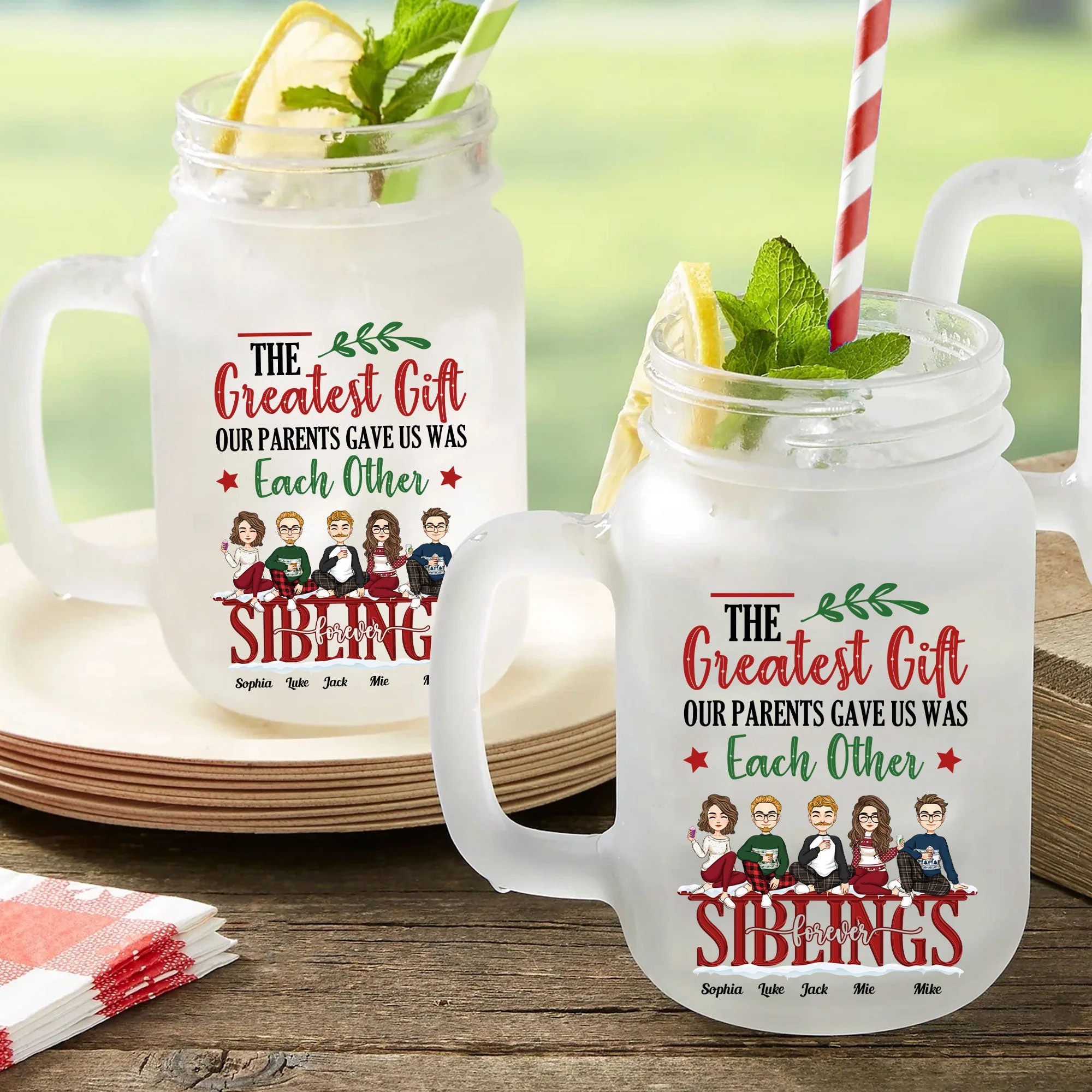 The Greatest Gift Ver.02 - Personalized Mason Jar Cup With Straw - Image 3