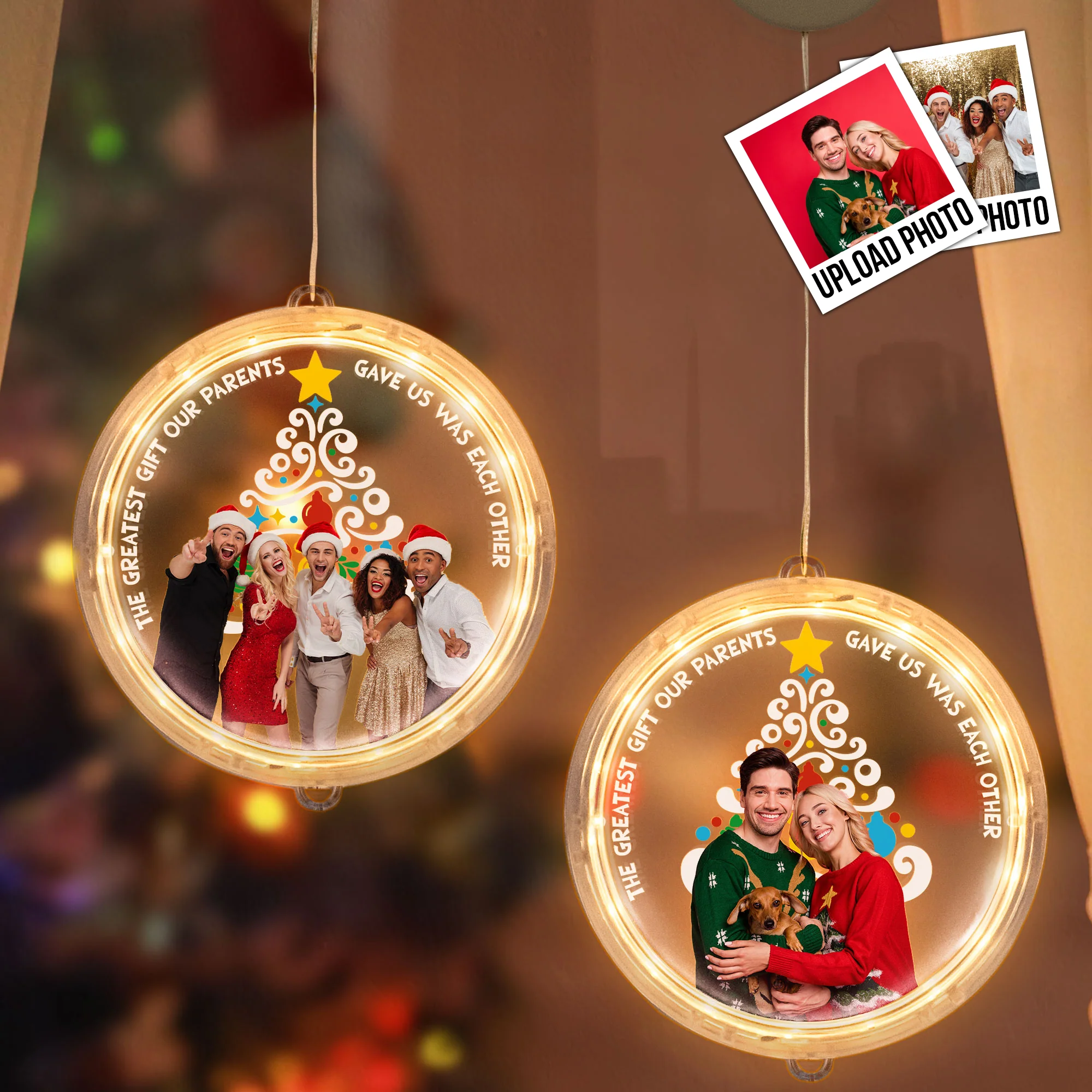 The Greatest Gift Was Each Other - Personalized Photo LED Pendant Light - Image 2