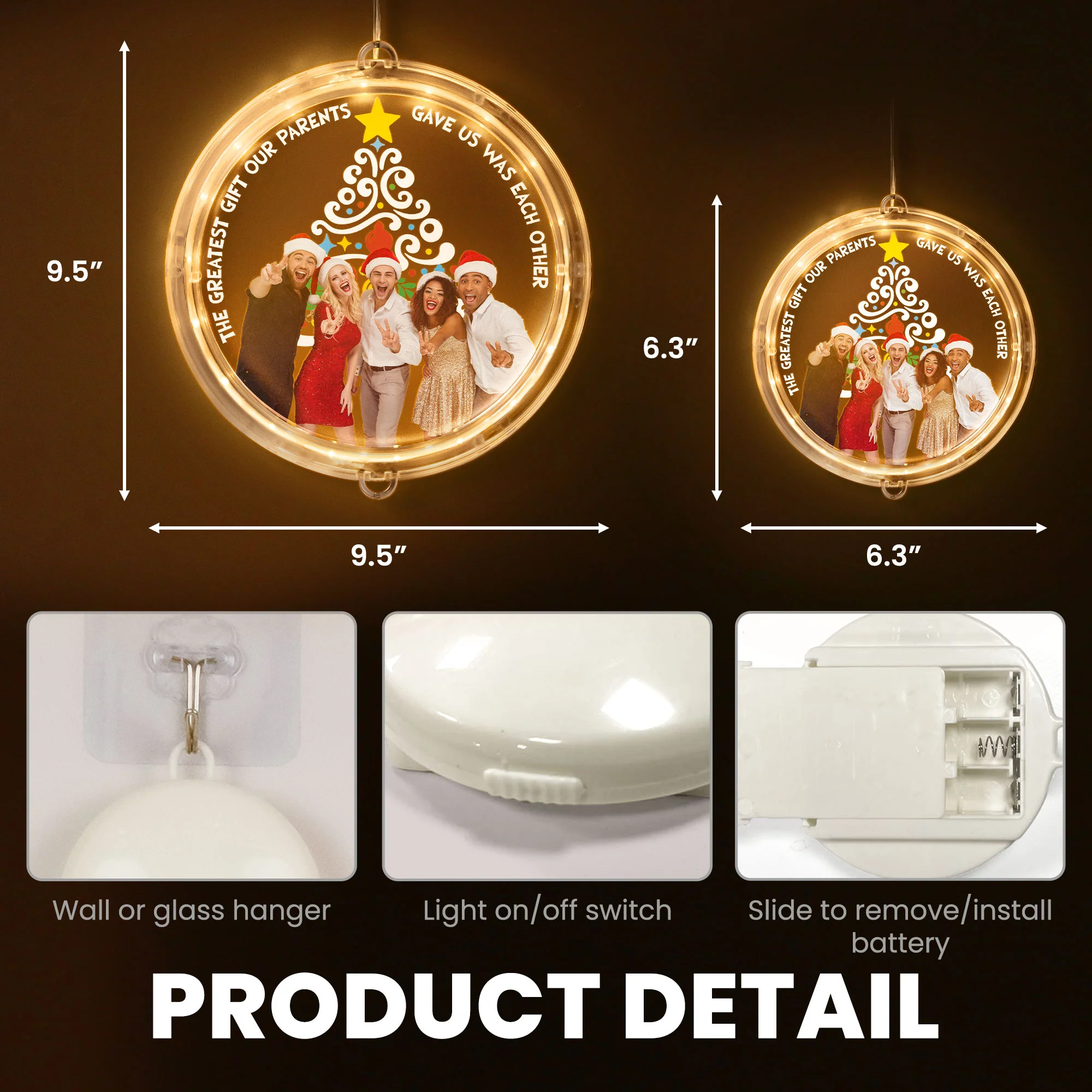 The Greatest Gift Was Each Other - Personalized Photo LED Pendant Light - Image 7