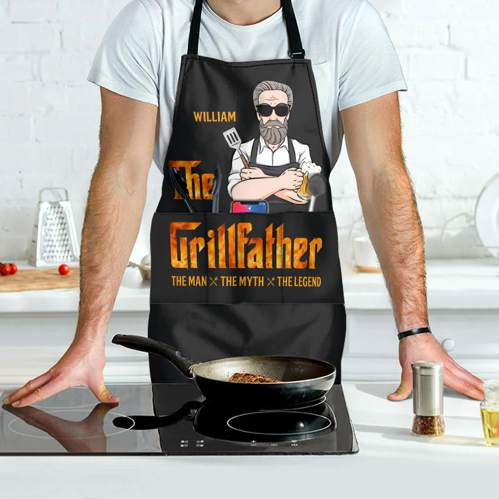 The Grillfather The Man The Myth The Legend - Personalized Apron - Image 3