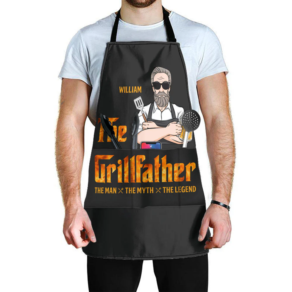 The Grillfather The Man The Myth The Legend - Personalized Apron - Image 4