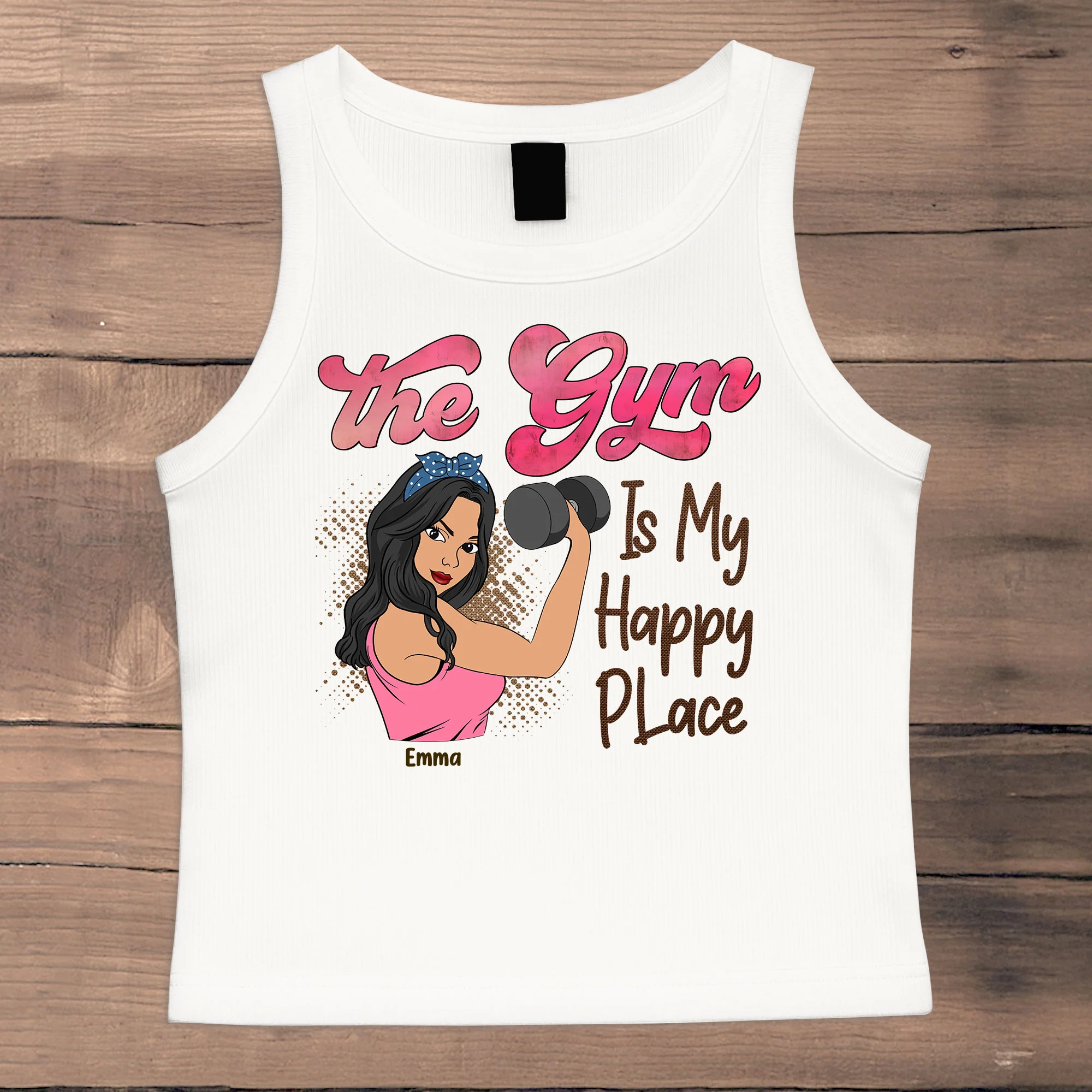 The Gym Is My Happy Place Unbreakable Version - Custom Crop Tank Top - Image 2