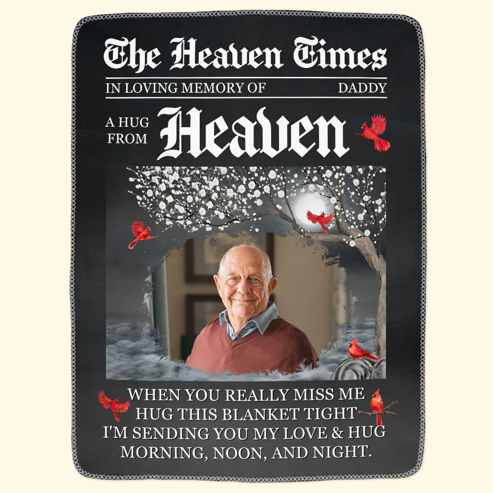 The Heaven Times A Hug From Heaven Memorial Blanket - Personalized Photo Blanket - Image 10