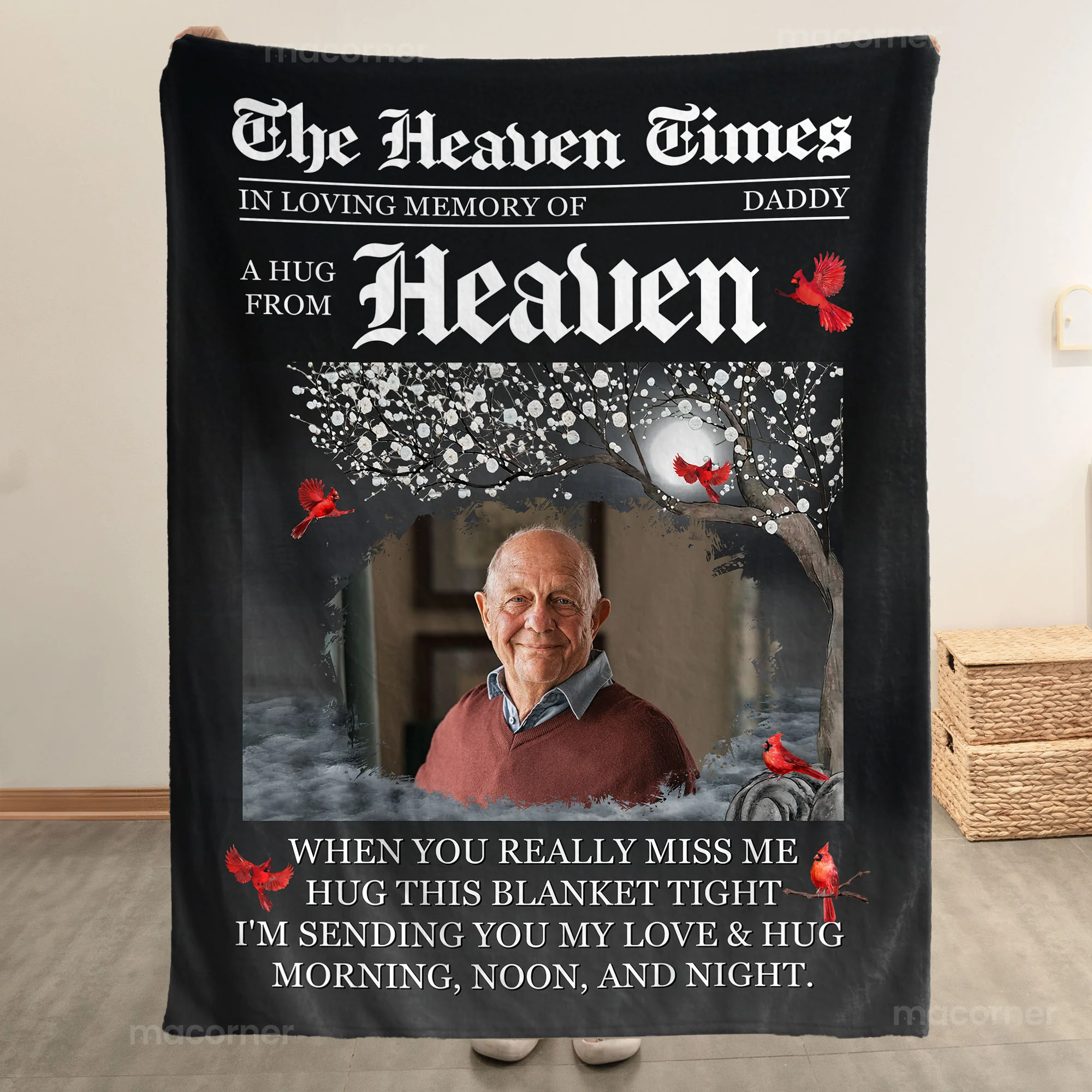 The Heaven Times A Hug From Heaven Memorial Blanket - Personalized Photo Blanket - Image 2