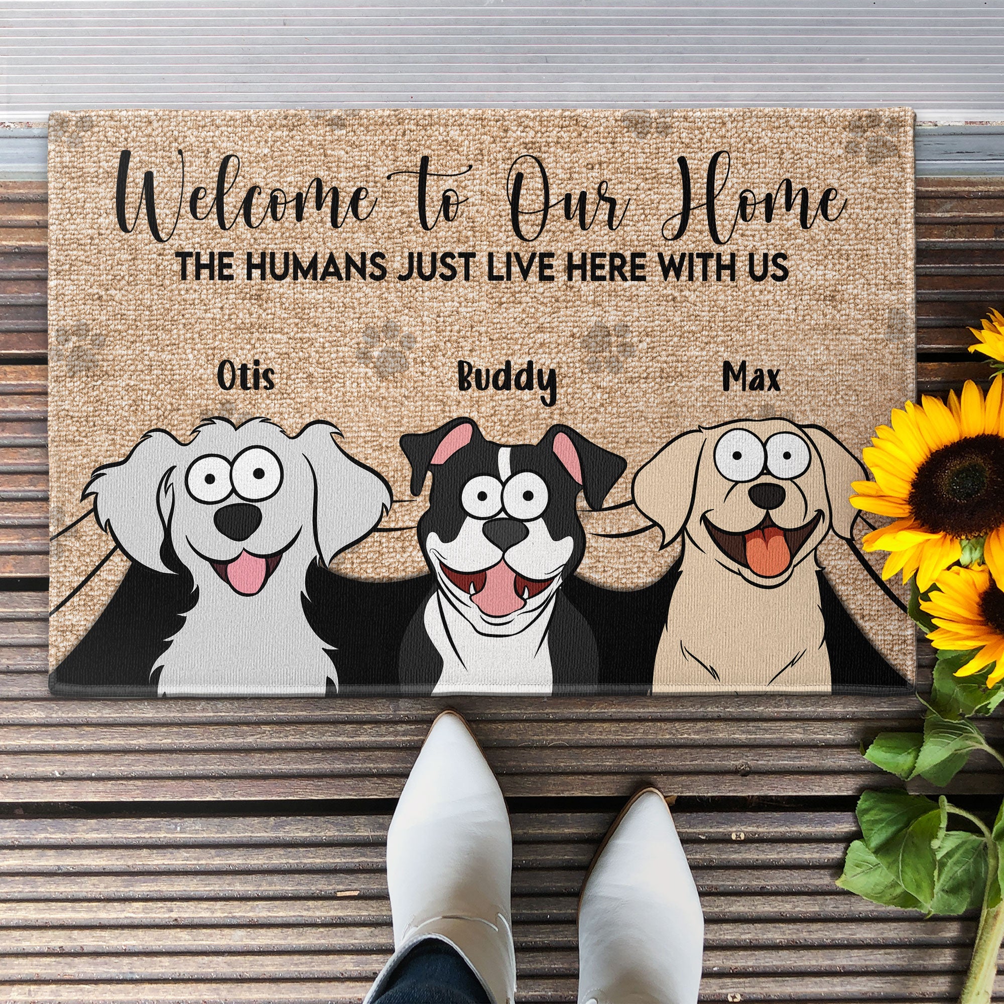 The Humans Just Live Here With Us - Personalized Doormat - Image 2
