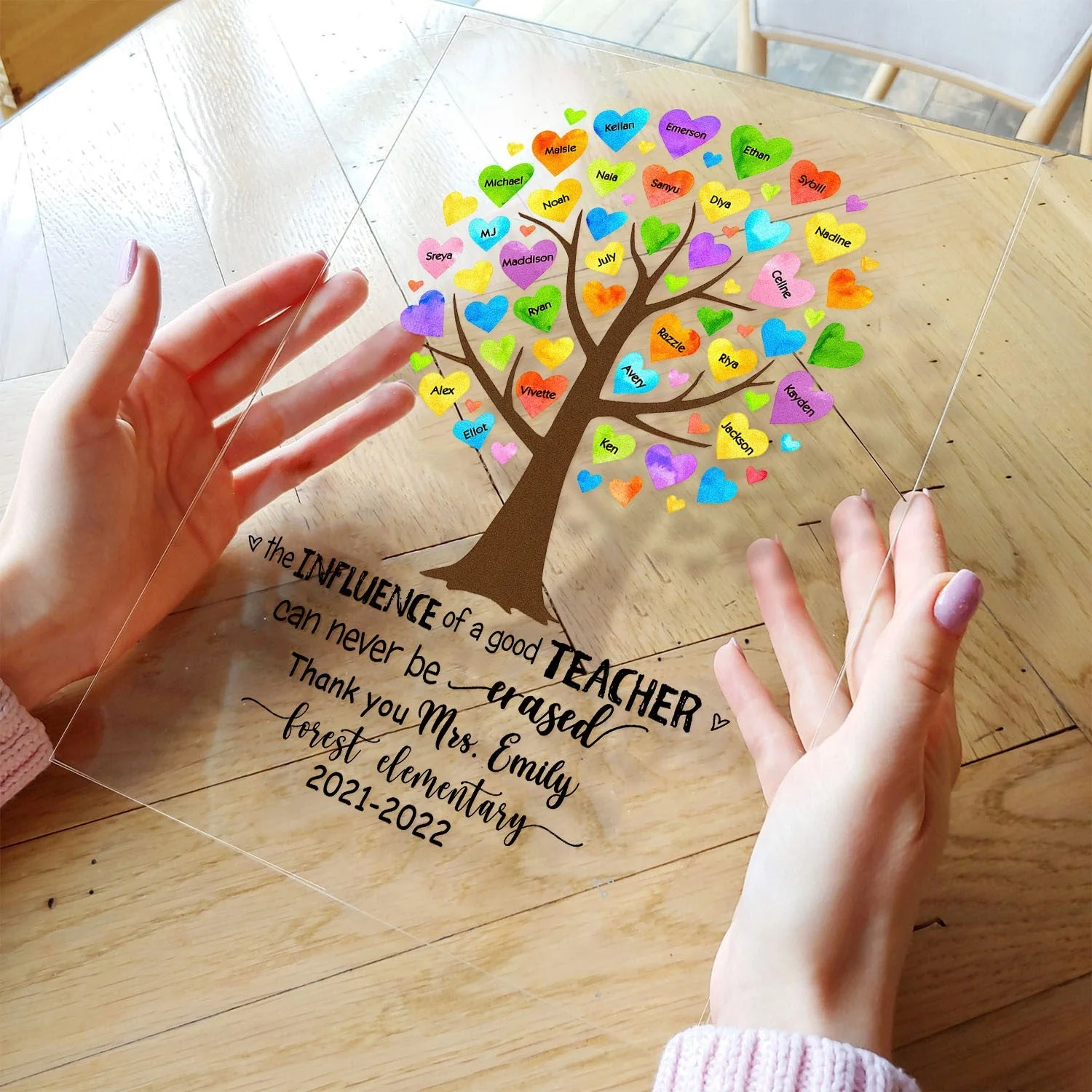 The Influence Of A Good Teacher Can Never Be Erased - Personalized Acrylic Plaque - End of year, School Leaving, Birthday, Appreciation Gift For Teacher - Image 3