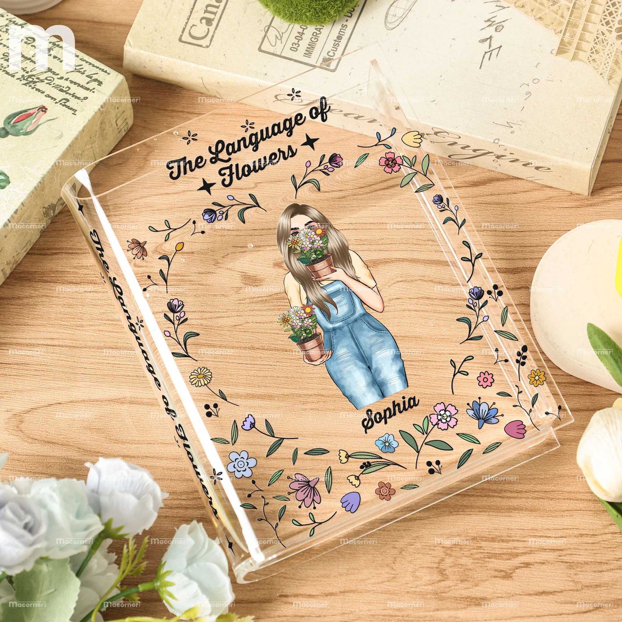 The Language Of Flowers - Personalized Acrylic Book Vase - Image 5