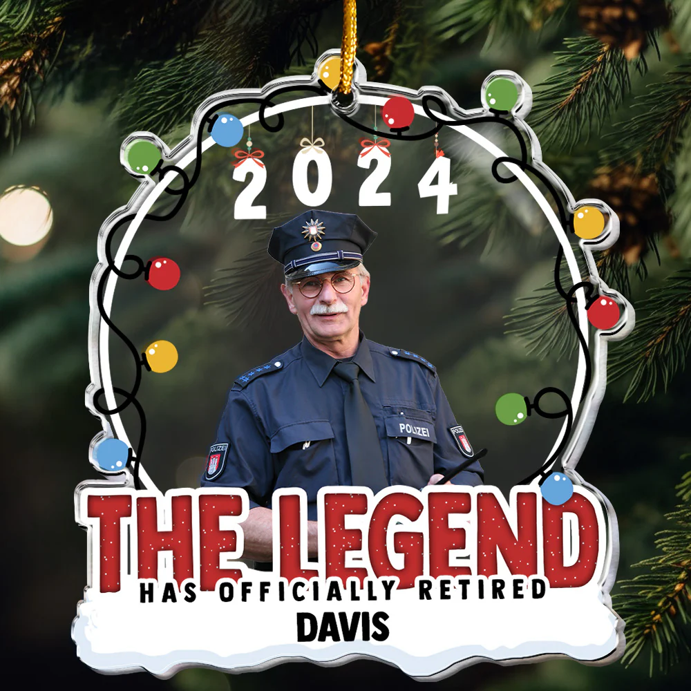 The Legend Has Officially Retired - Personalized Acrylic Photo Ornament - Image 4