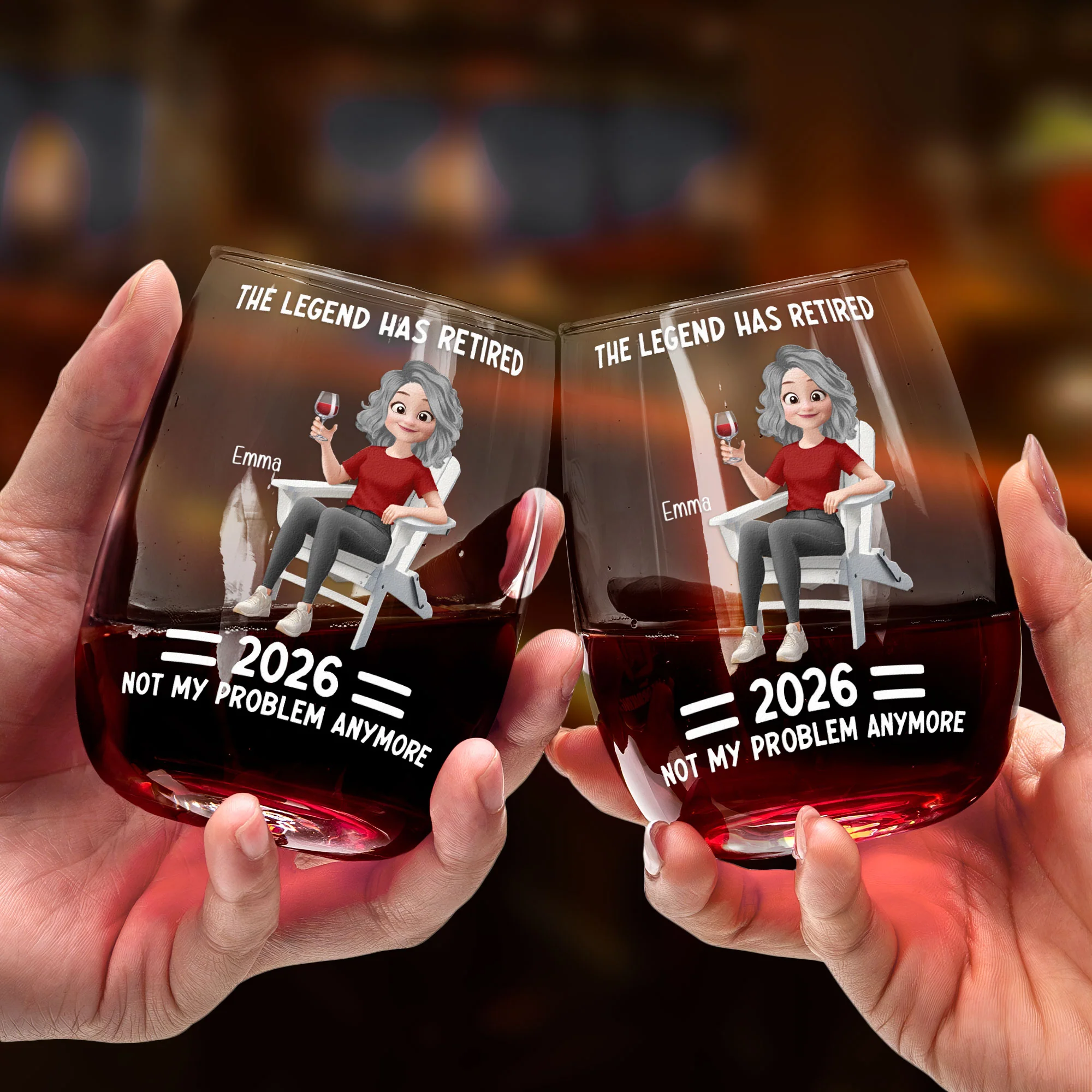 The Legend Has Retired New Version - Personalized Stemless Wine Glass - Image 3