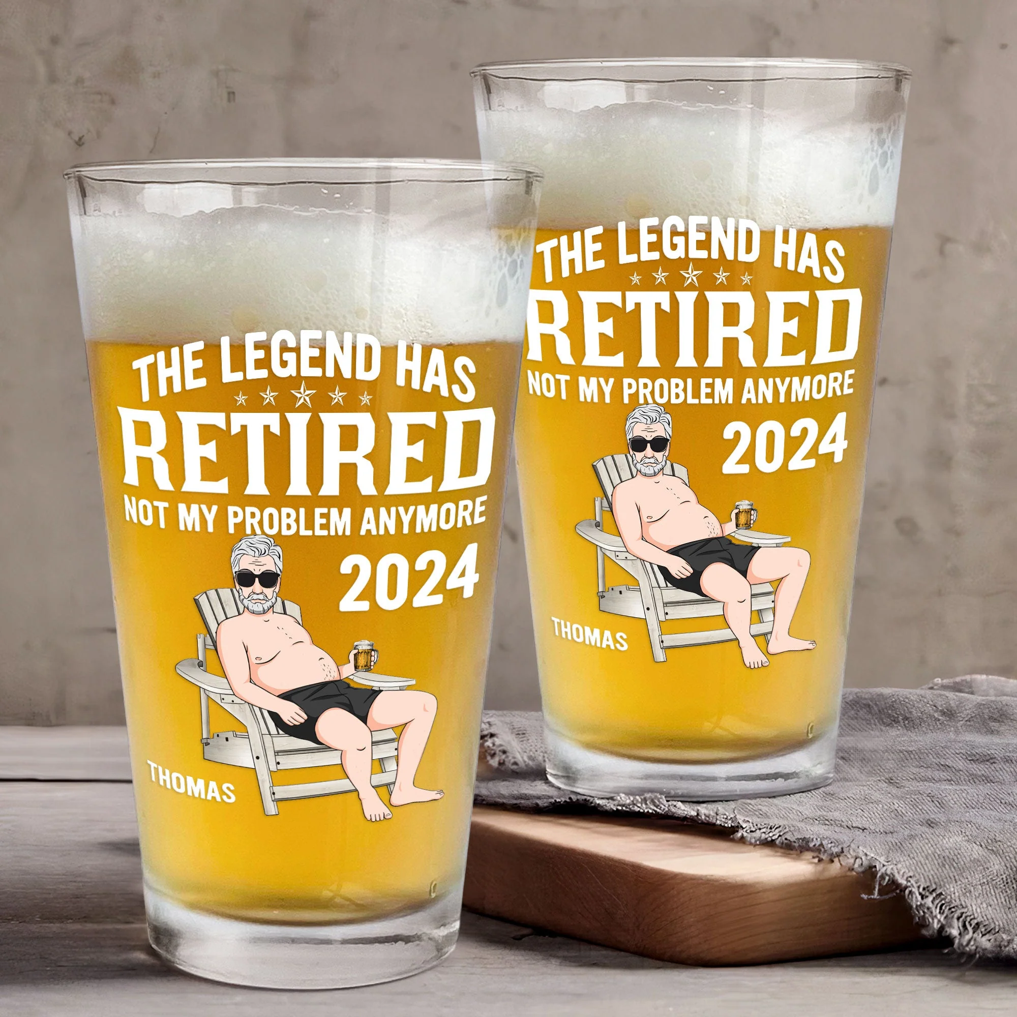 The Legend Has Retired - Personalized Beer Glass - Image 2