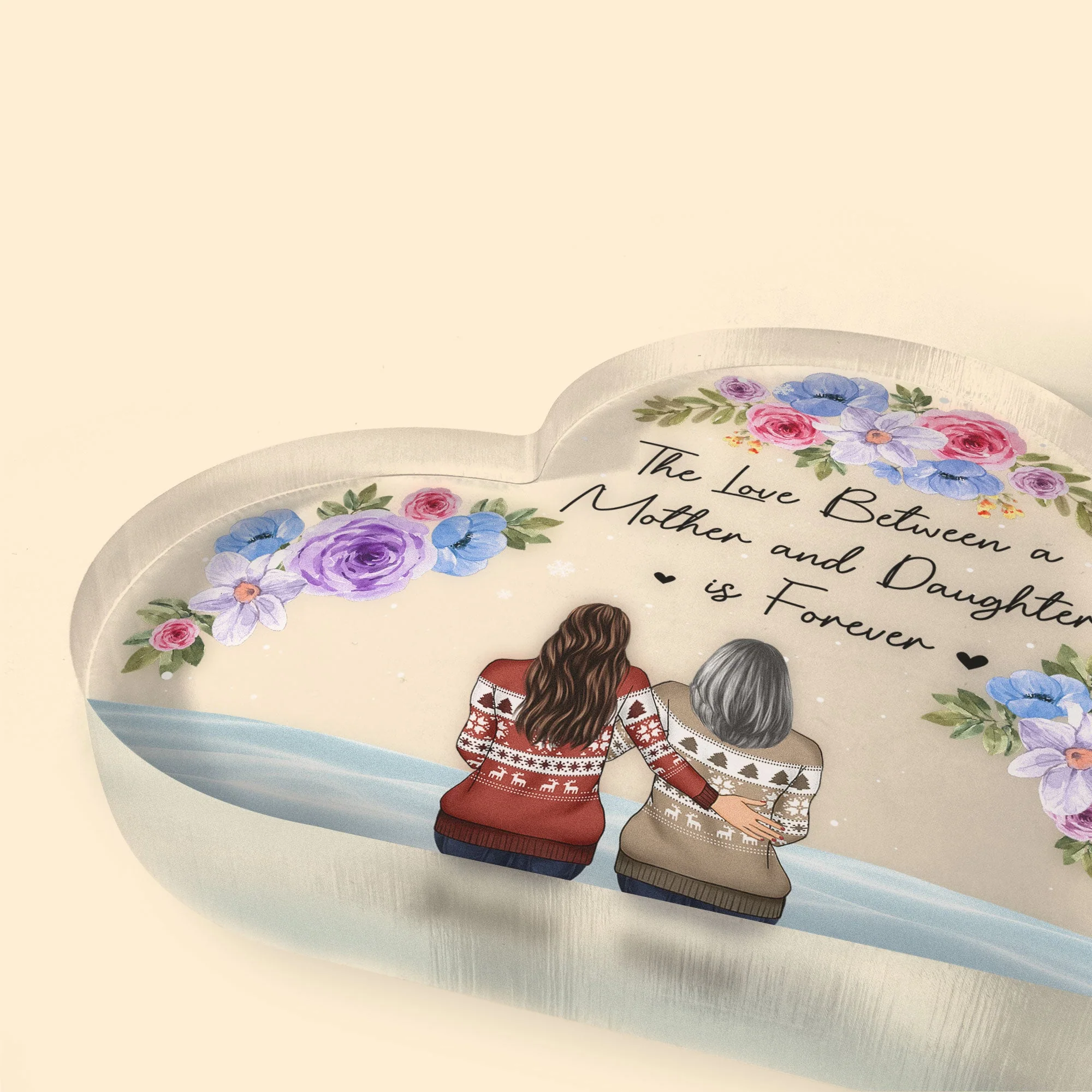 The Love Between A Mother And Children Is Forever - Personalized Heart Shaped Acrylic Plaque - Image 3