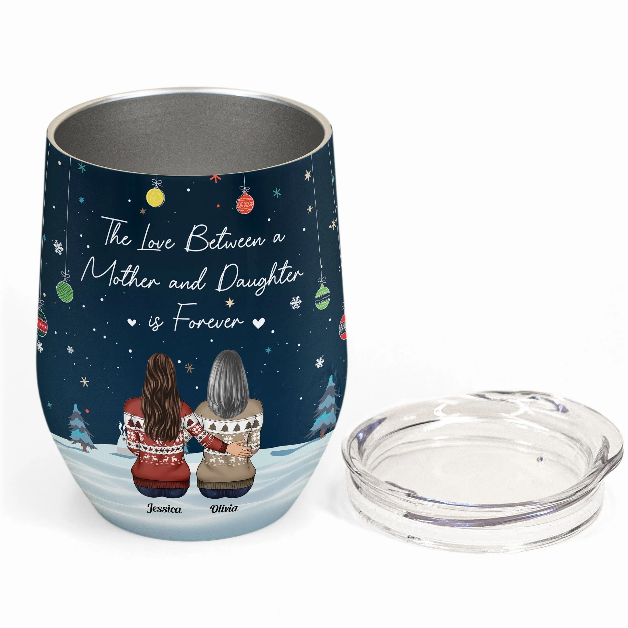 The Love Between A Mother And Daughter Is Forever - Personalized Wine Tumbler - Image 2