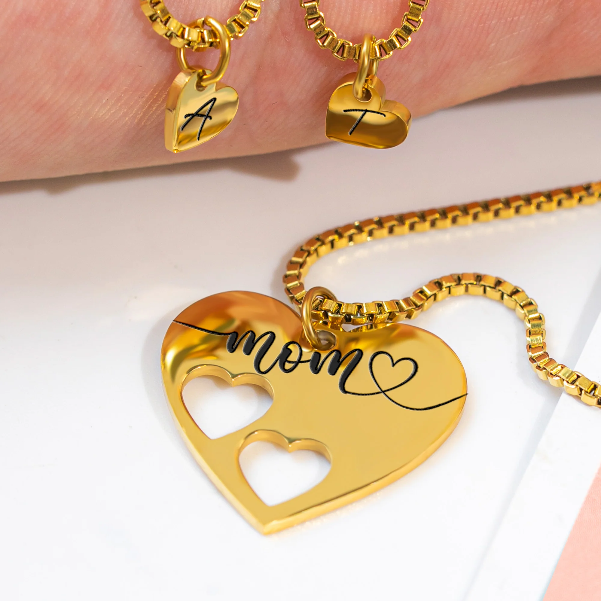The Love Between A Mother And Daughter - Personalized Puzzle Heart Necklace Set - Image 2