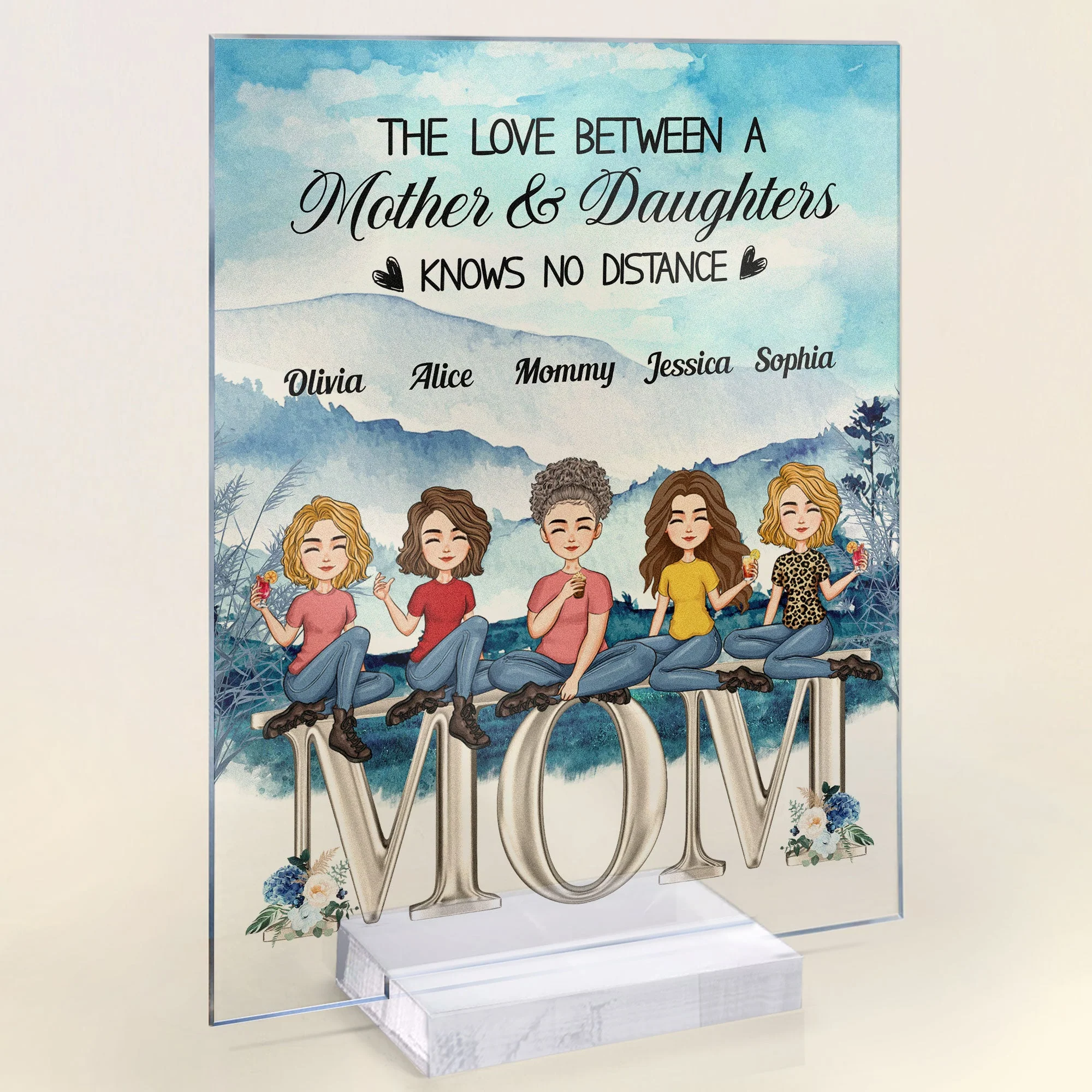 The Love Between A Mother & Children Knows No Distance - Personalized Acrylic Plaque - Mother's Day, Birthday, Loving Gift For Mom, Mother, Mum - Daughter, Son