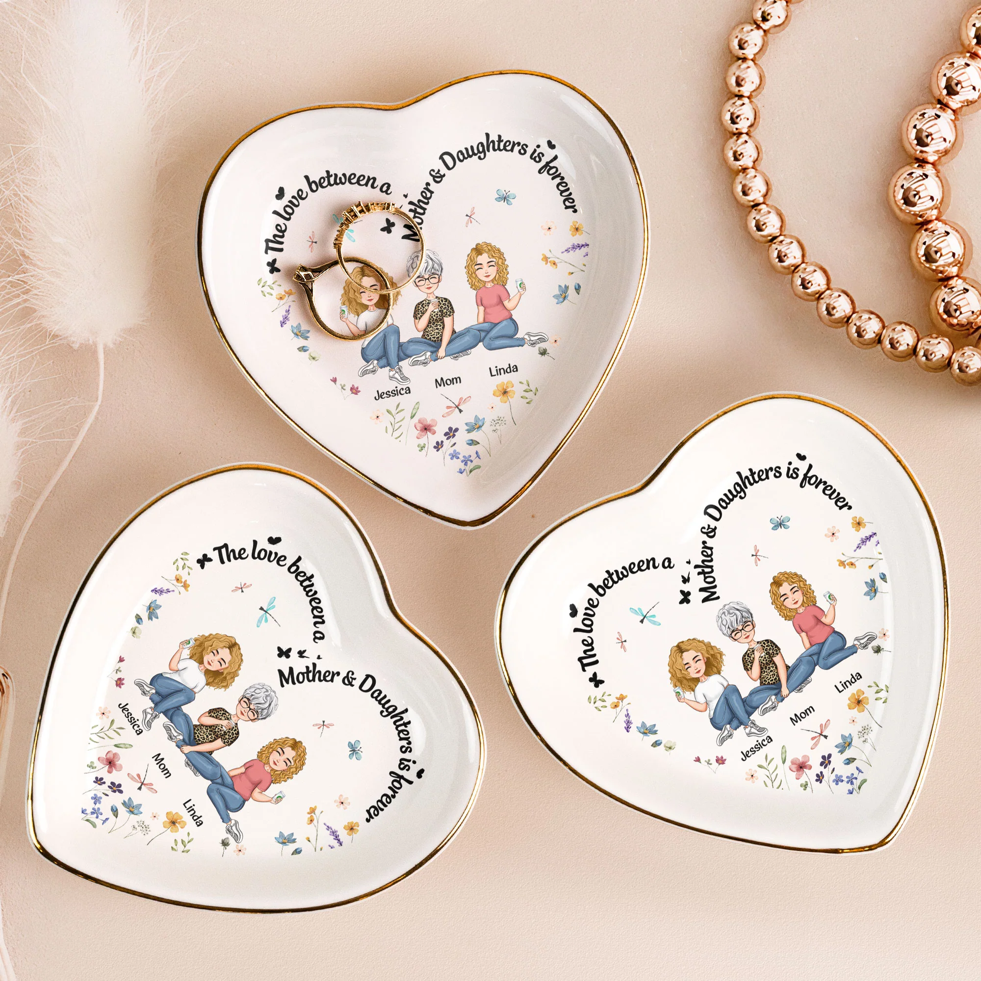 The Love Between A Mother & Daughters Is Forever - Personalized Ring Dish - Image 2