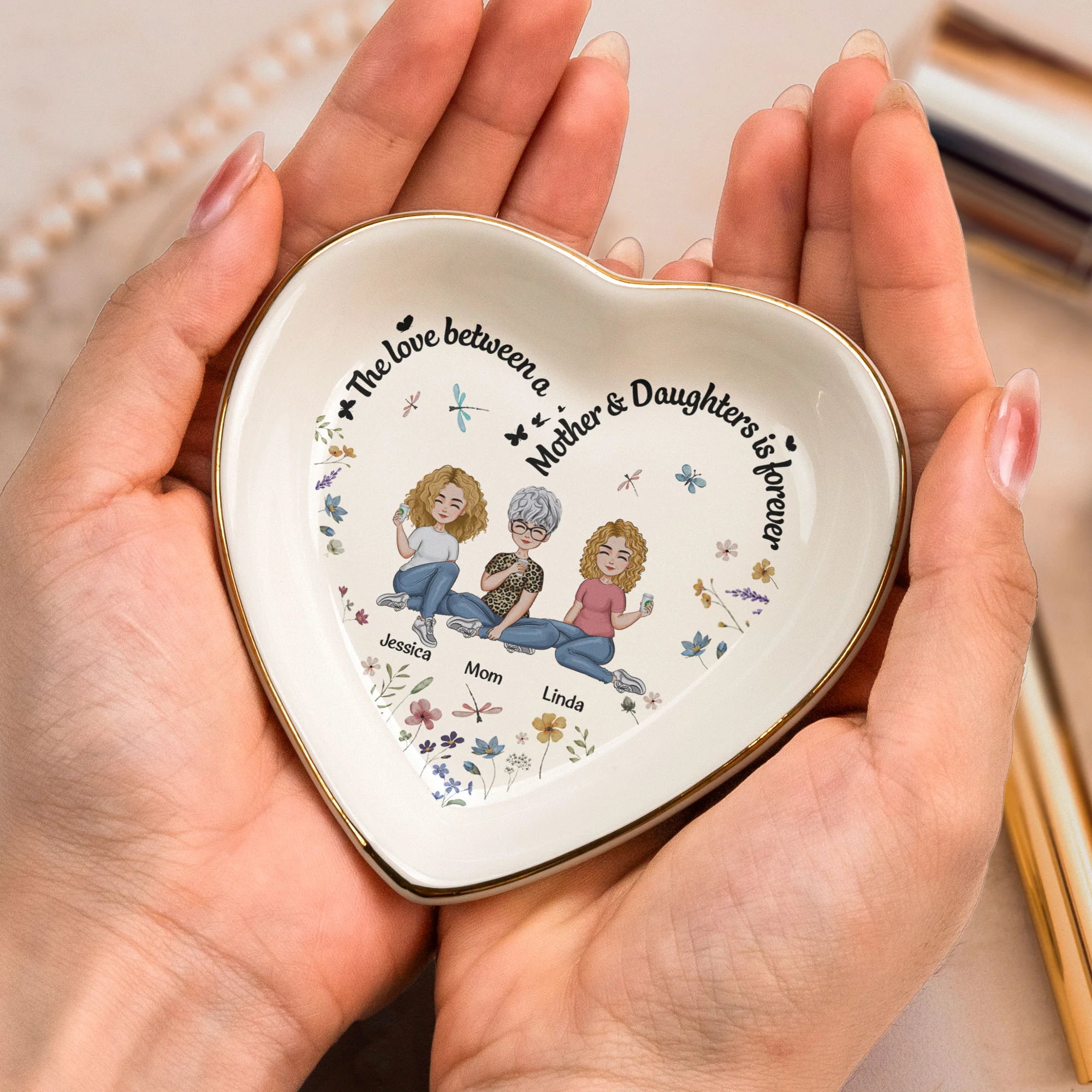 The Love Between A Mother & Daughters Is Forever - Personalized Ring Dish - Image 3