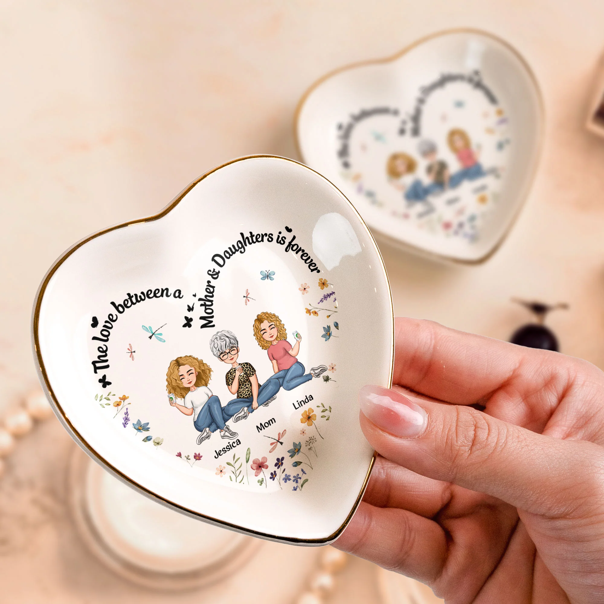 The Love Between A Mother & Daughters Is Forever - Personalized Ring Dish - Image 4