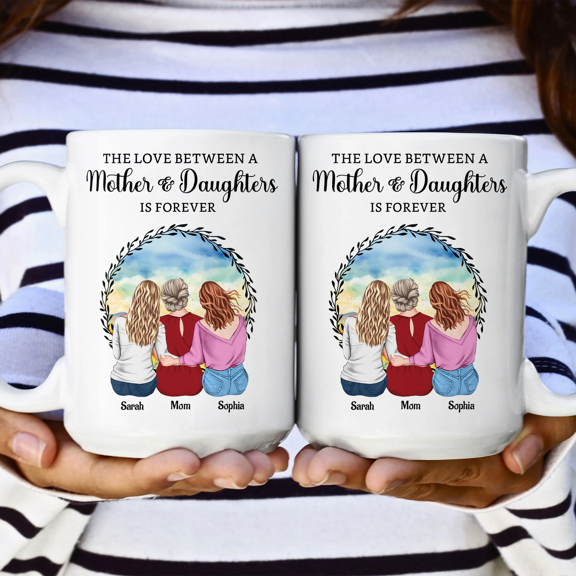 The Love Between A Mother & Daughters - Personalized Mug - Image 3