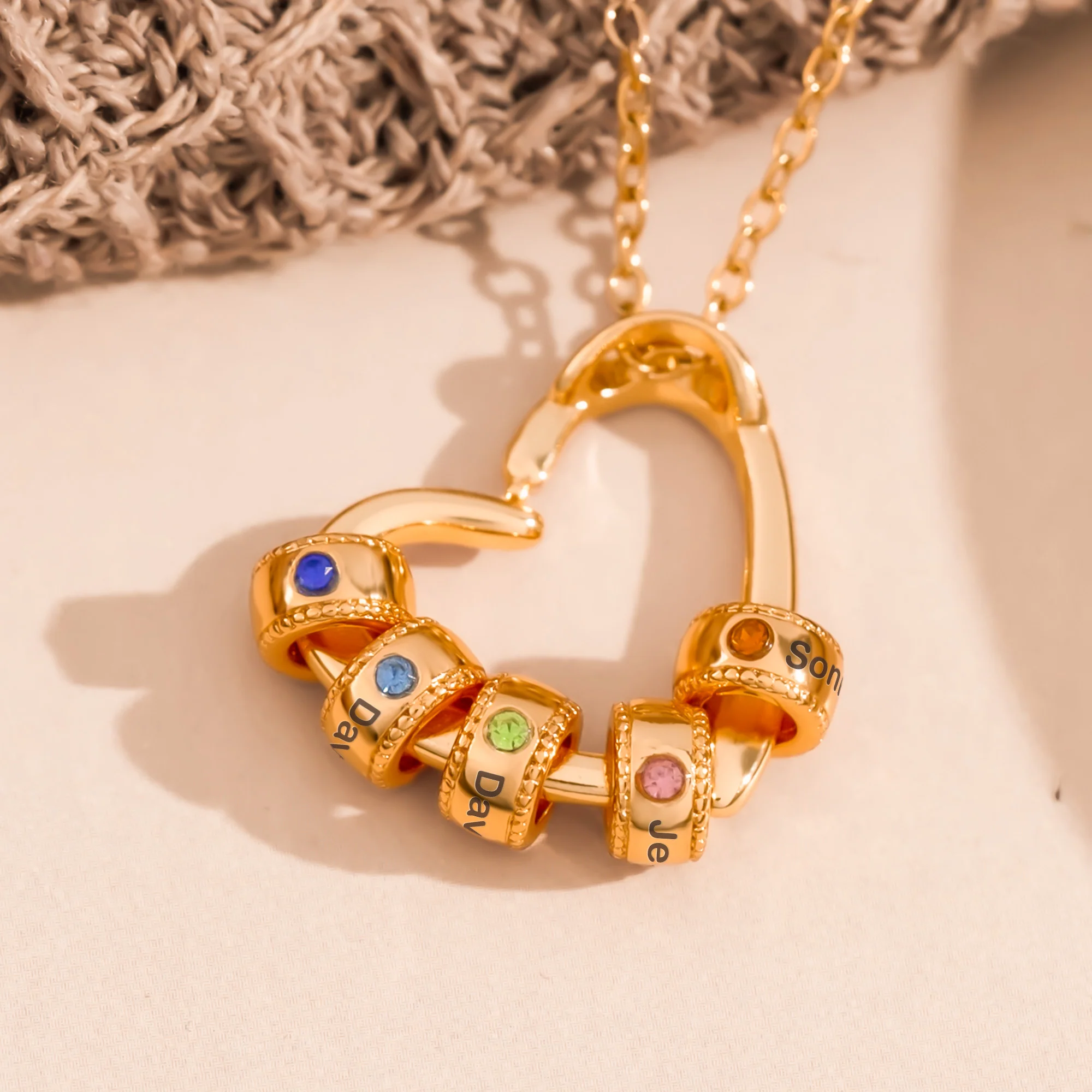 The Love Between A Mother & Sons- Personalized Birthstone Name Necklace With Heart Pendant - Image 4