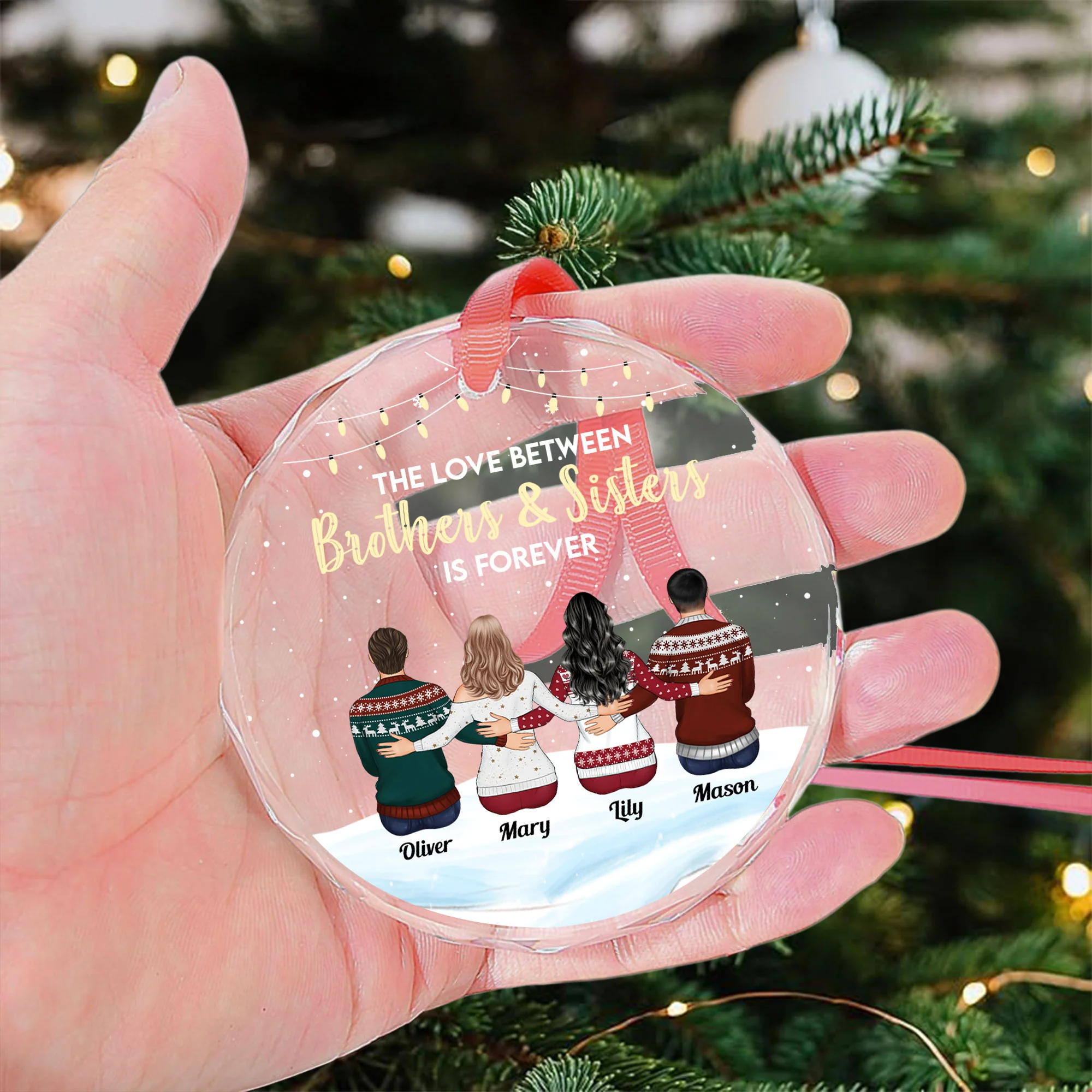 The Love Between Brother And Sister - Personalized Glass Ornament - Image 3