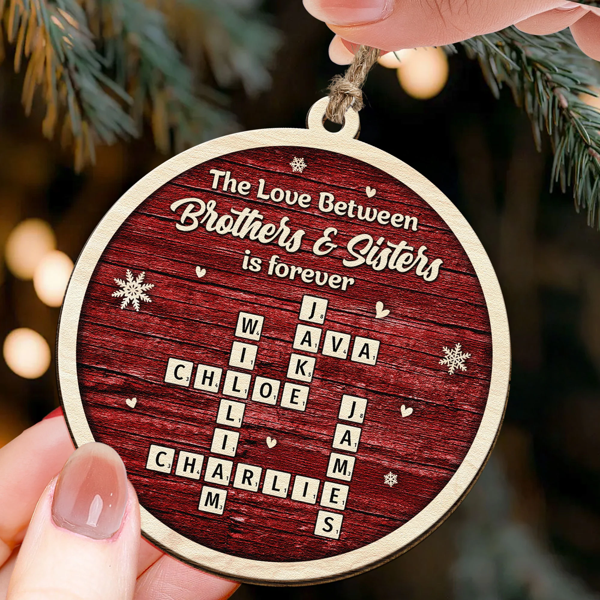 The Love Between Brothers And Sisters Is Forever - Personalized Wooden Ornament - Image 2