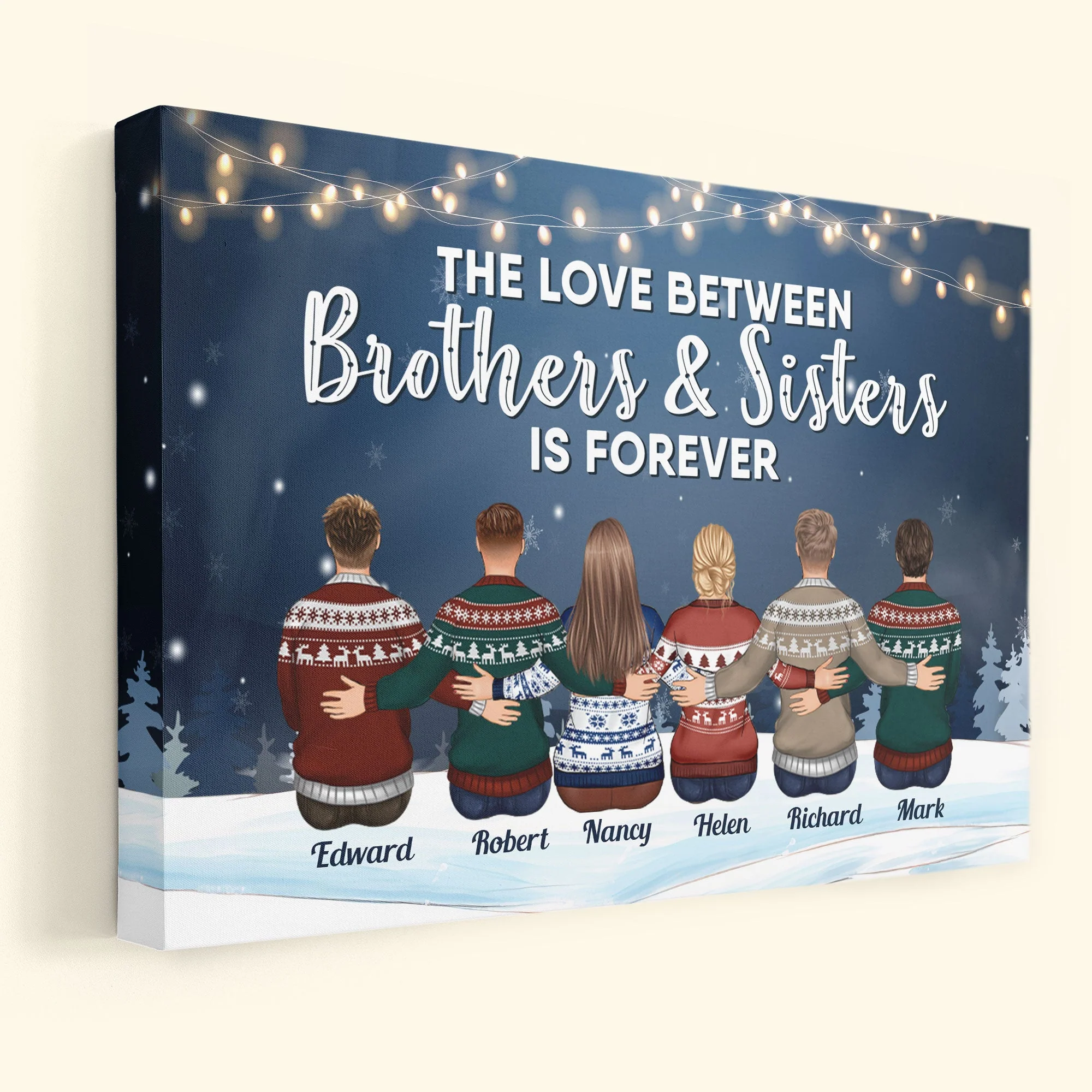 The Love Between Brothers & Sisters Is Forever - Personalized Wrapped Canvas - Family Hugging - Image 2